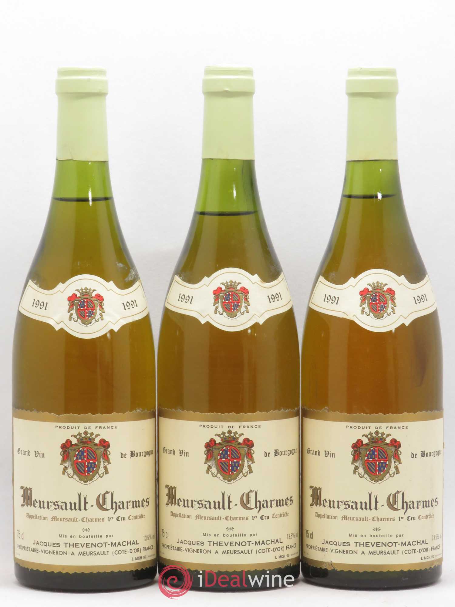 Meursault 1er Cru Charmes Jacques Thevenot-Machal 1991 - Posten von 3 Flaschen - 0