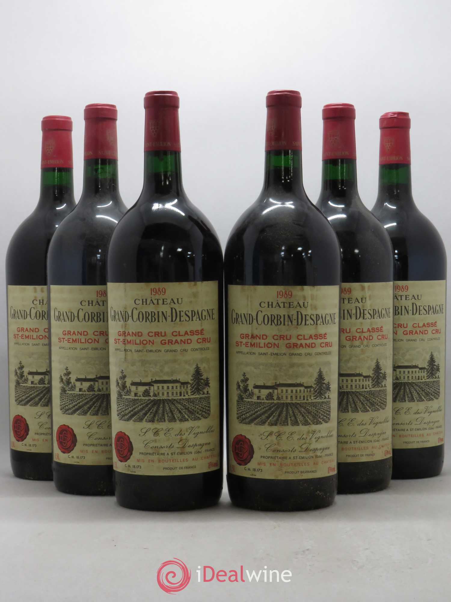 Château Grand Corbin Despagne Grand Cru Classé 1989 - Lot de 6 magnums - 0