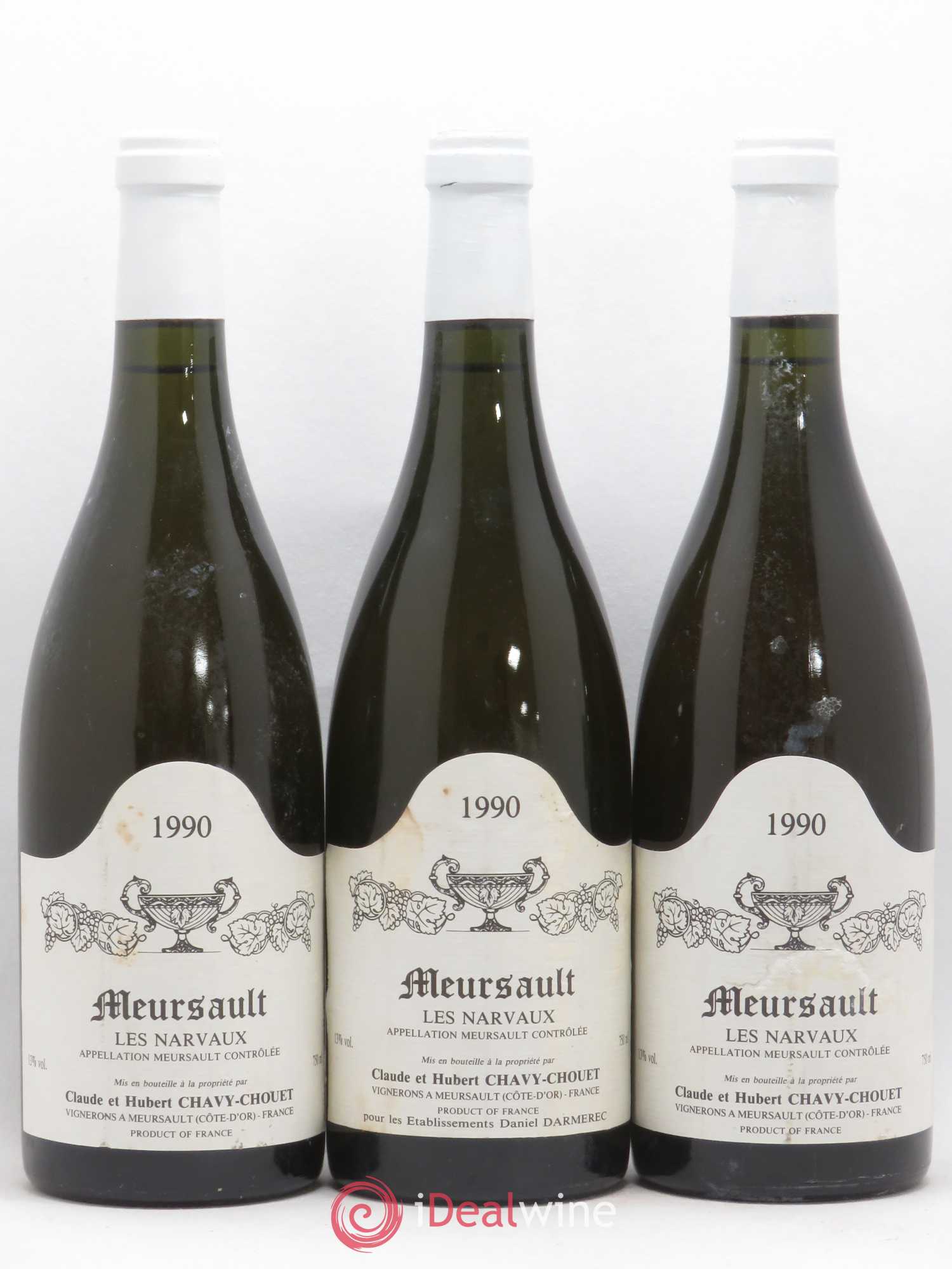 Meursault Les Narvaux Chavy-Chouet 1990 - Lot de 3 bouteilles - 0