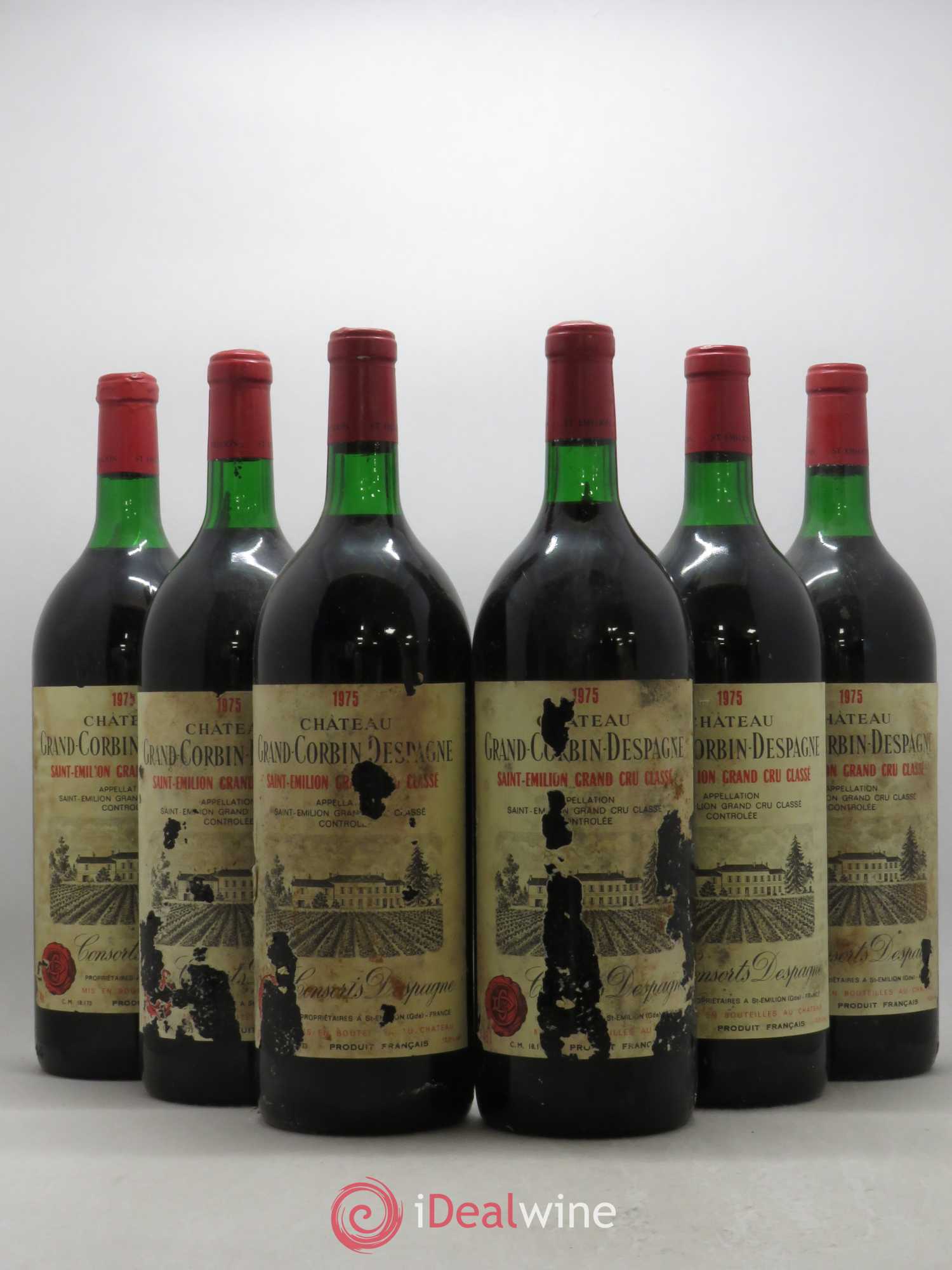 Château Grand Corbin Despagne Grand Cru Classé 1975 - Lot de 6 magnums - 0