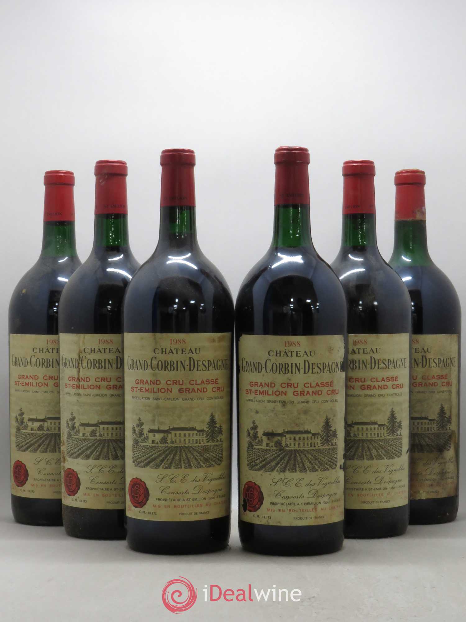 Château Grand Corbin Despagne Grand Cru Classé 1988 - Lot de 6 magnums - 0