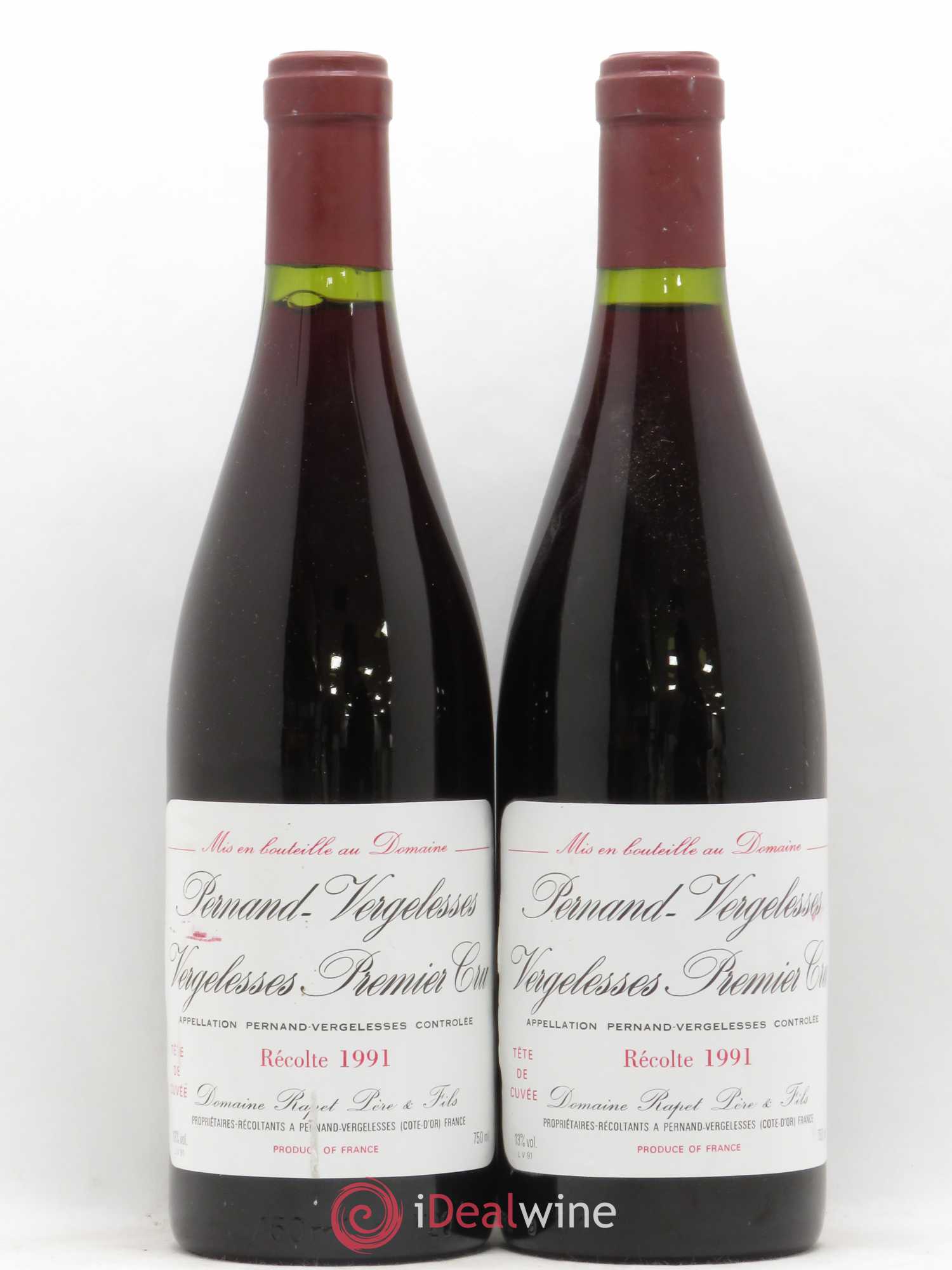 Pernand-Vergelesses 1er Cru Vergelesses Rapet 1991 - Lot de 2 bouteilles - 0