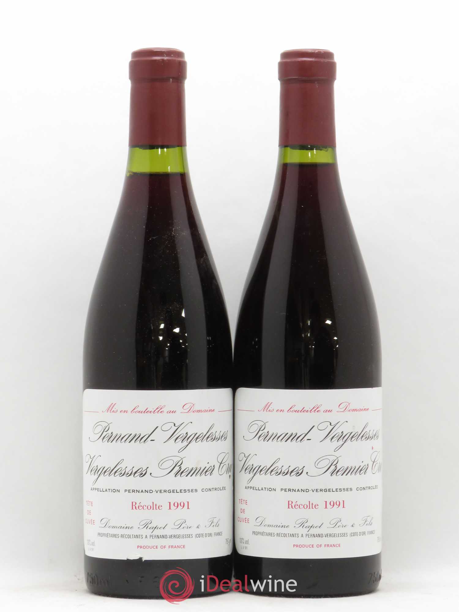 Pernand-Vergelesses 1er Cru Vergelesses Rapet 1991 - Lot de 2 bouteilles - 0