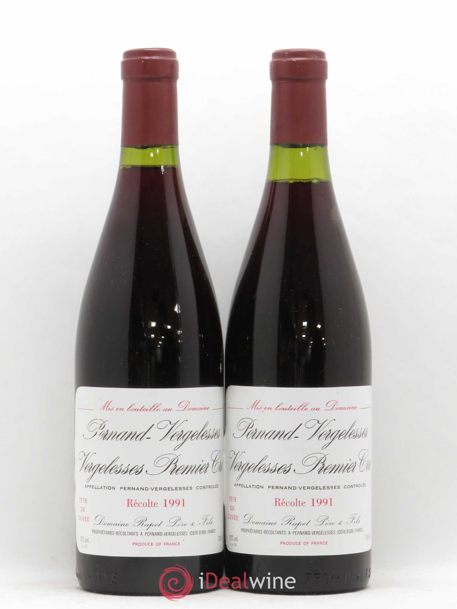 Pernand-Vergelesses 1er Cru Vergelesses Rapet 1991 - Lot de 2 bouteilles - 0