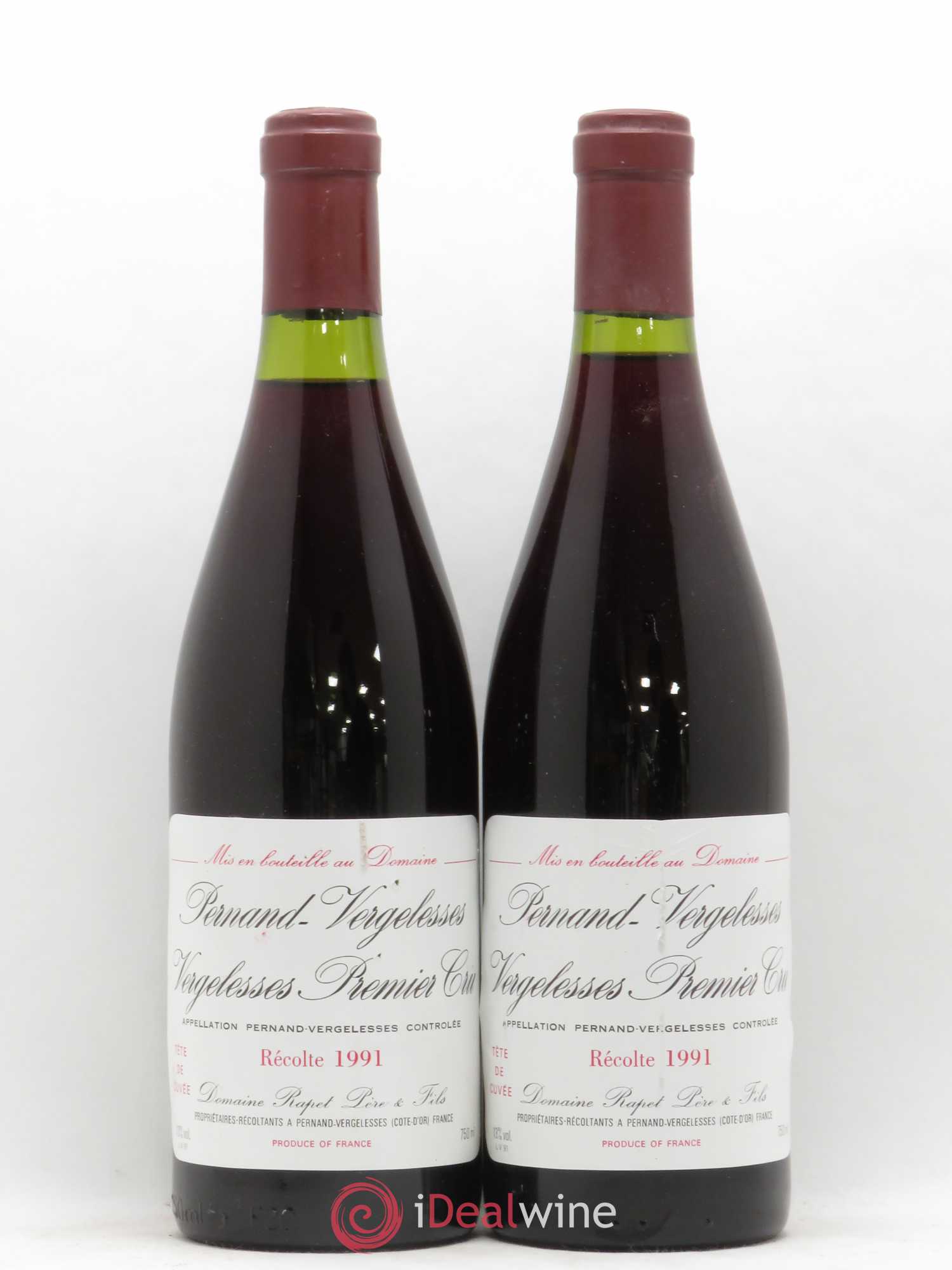 Pernand-Vergelesses 1er Cru Vergelesses Rapet 1991 - Lot de 2 bouteilles - 0