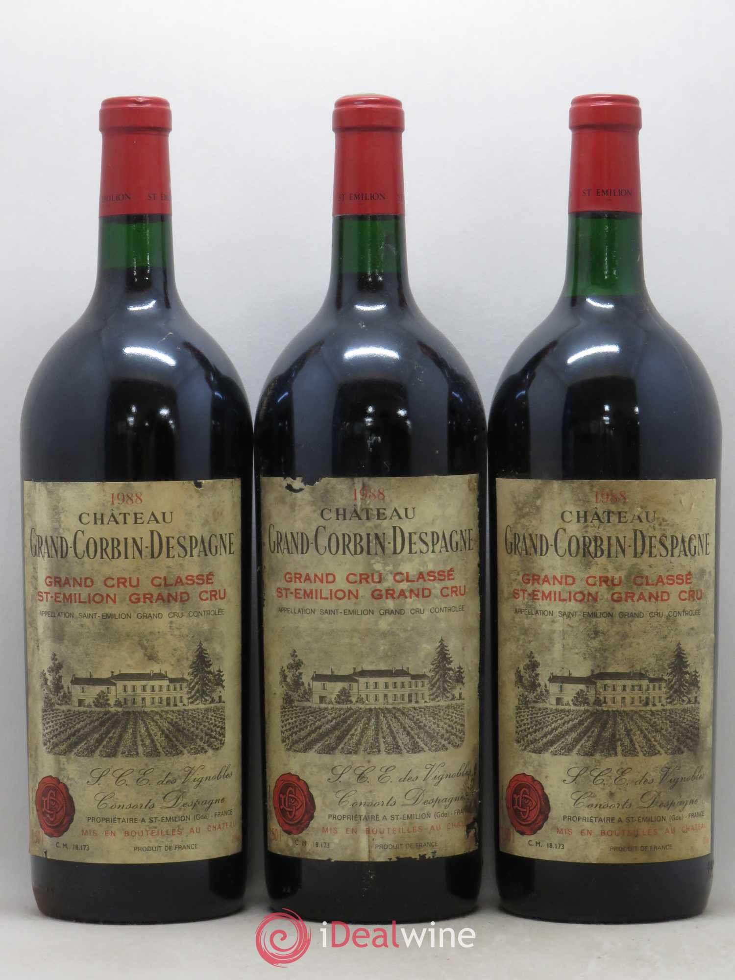 Château Grand Corbin Despagne Grand Cru Classé 1988 - Lot de 6 magnums - 1