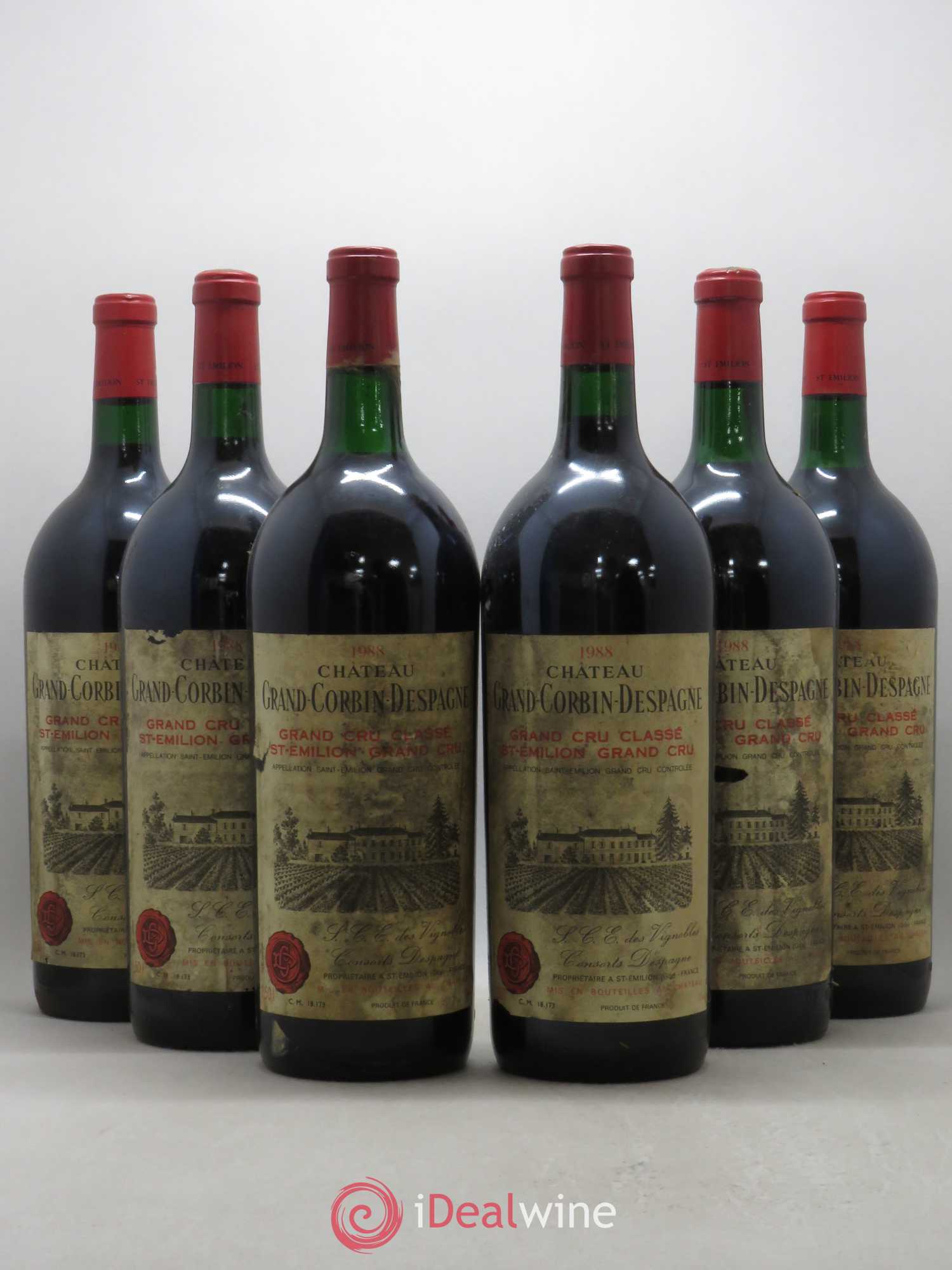 Château Grand Corbin Despagne Grand Cru Classé 1988 - Lot de 6 magnums - 0