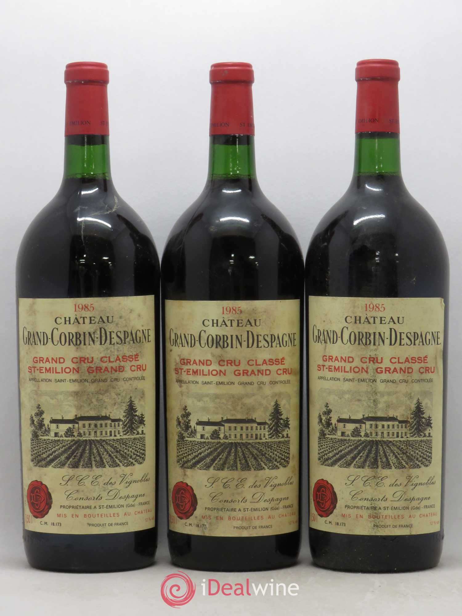 Château Grand Corbin Despagne Grand Cru Classé 1985 - Lot de 3 magnums - 0