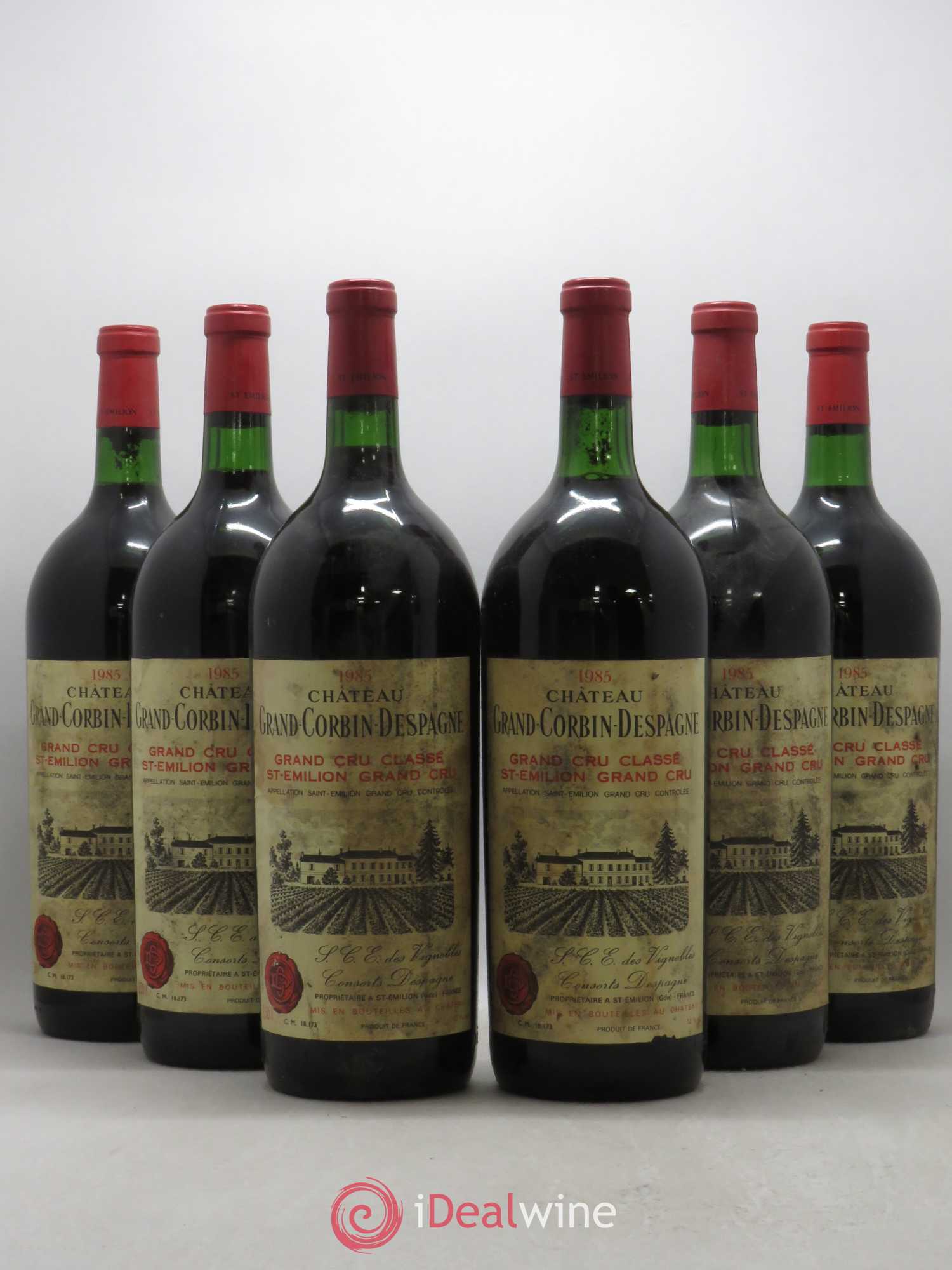 Château Grand Corbin Despagne Grand Cru Classé 1985 - Lot de 6 magnums - 0