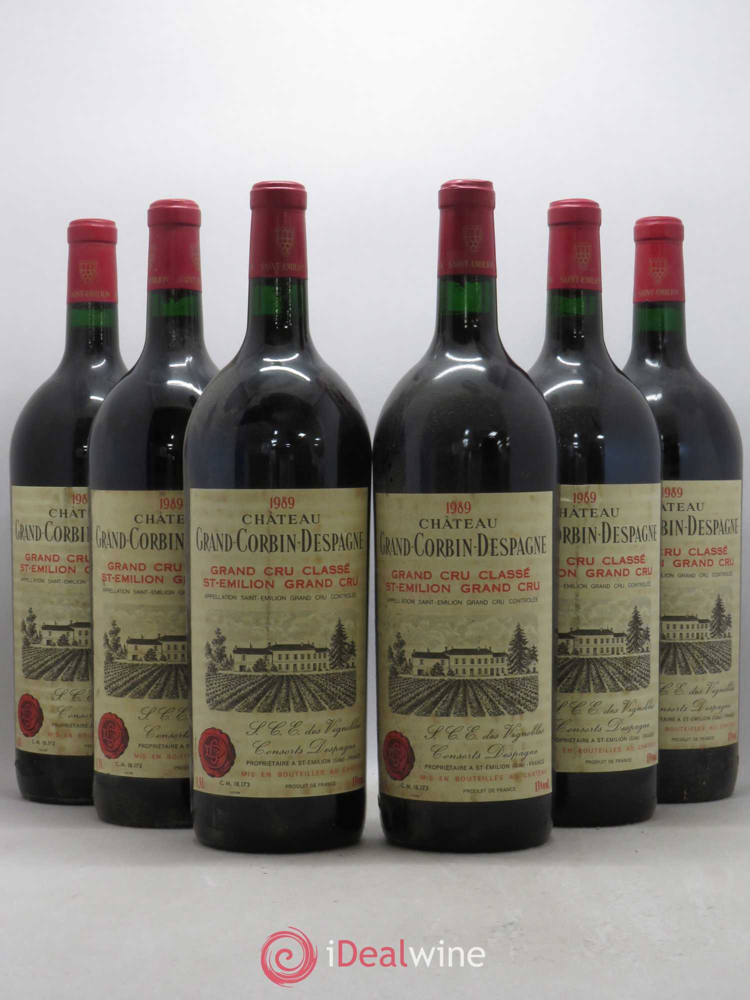 Château Grand Corbin Despagne Grand Cru Classé 1989 - Lot de 6 magnums - 0