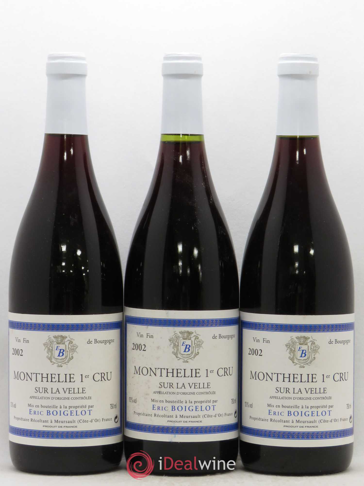 Monthélie 1er Cru Sur La Velle Eric Boigelot 2002 - Posten von 3 Flaschen - 0