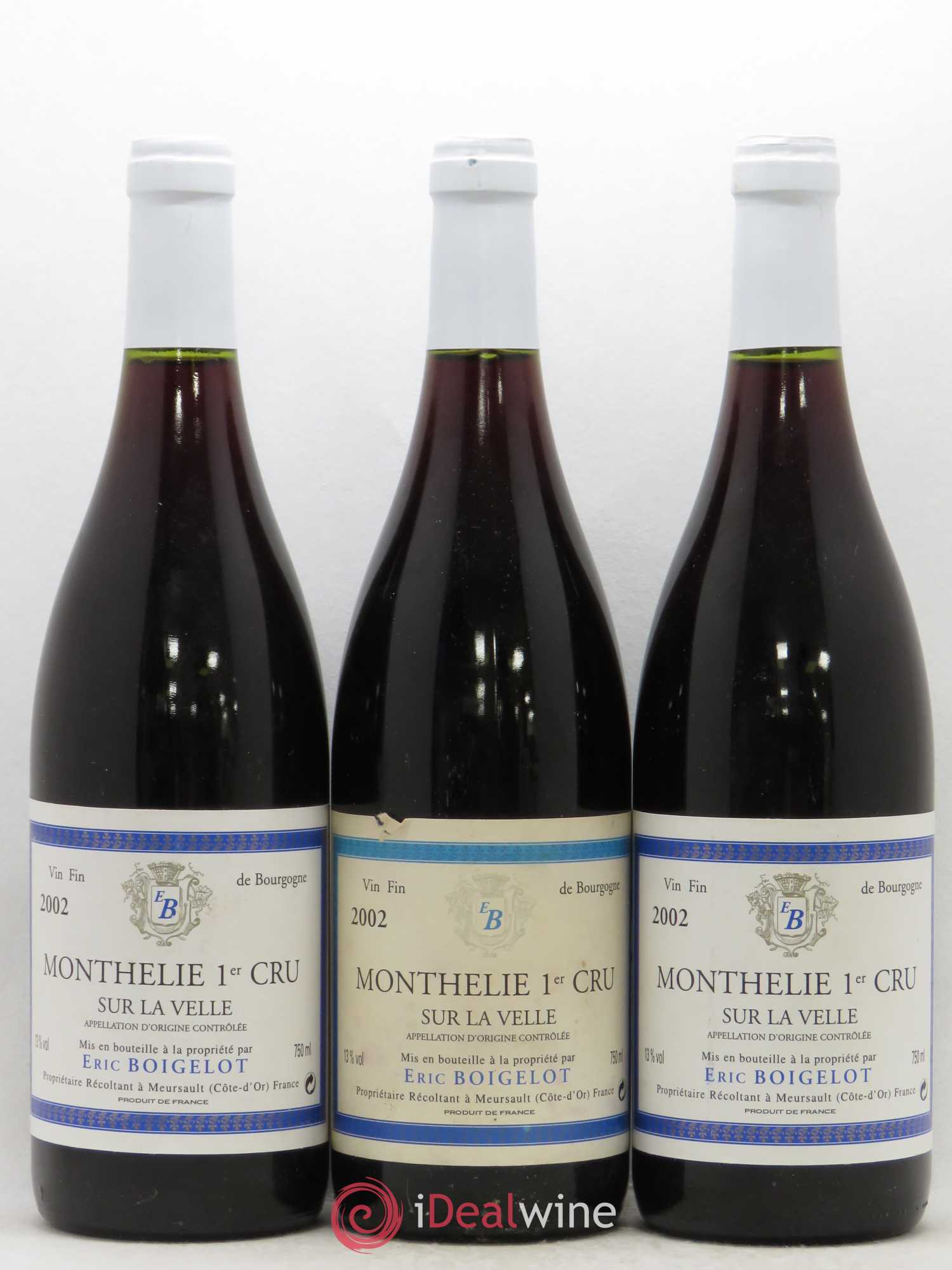 Monthélie 1er Cru Sur La Velle Eric Boigelot 2002 - Posten von 3 Flaschen - 0