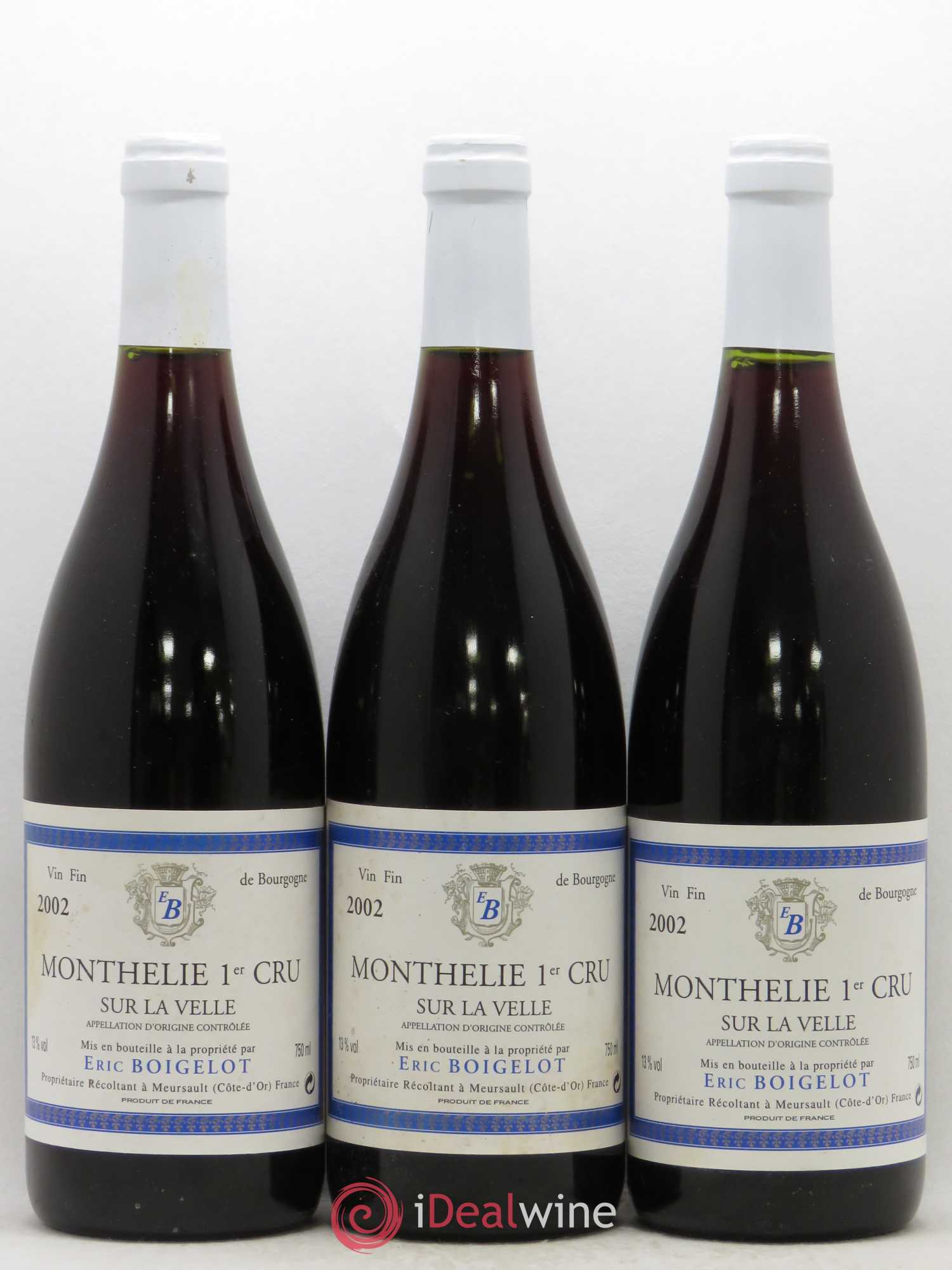 Monthélie 1er Cru Sur La Velle Eric Boigelot 2002 - Posten von 3 Flaschen - 0