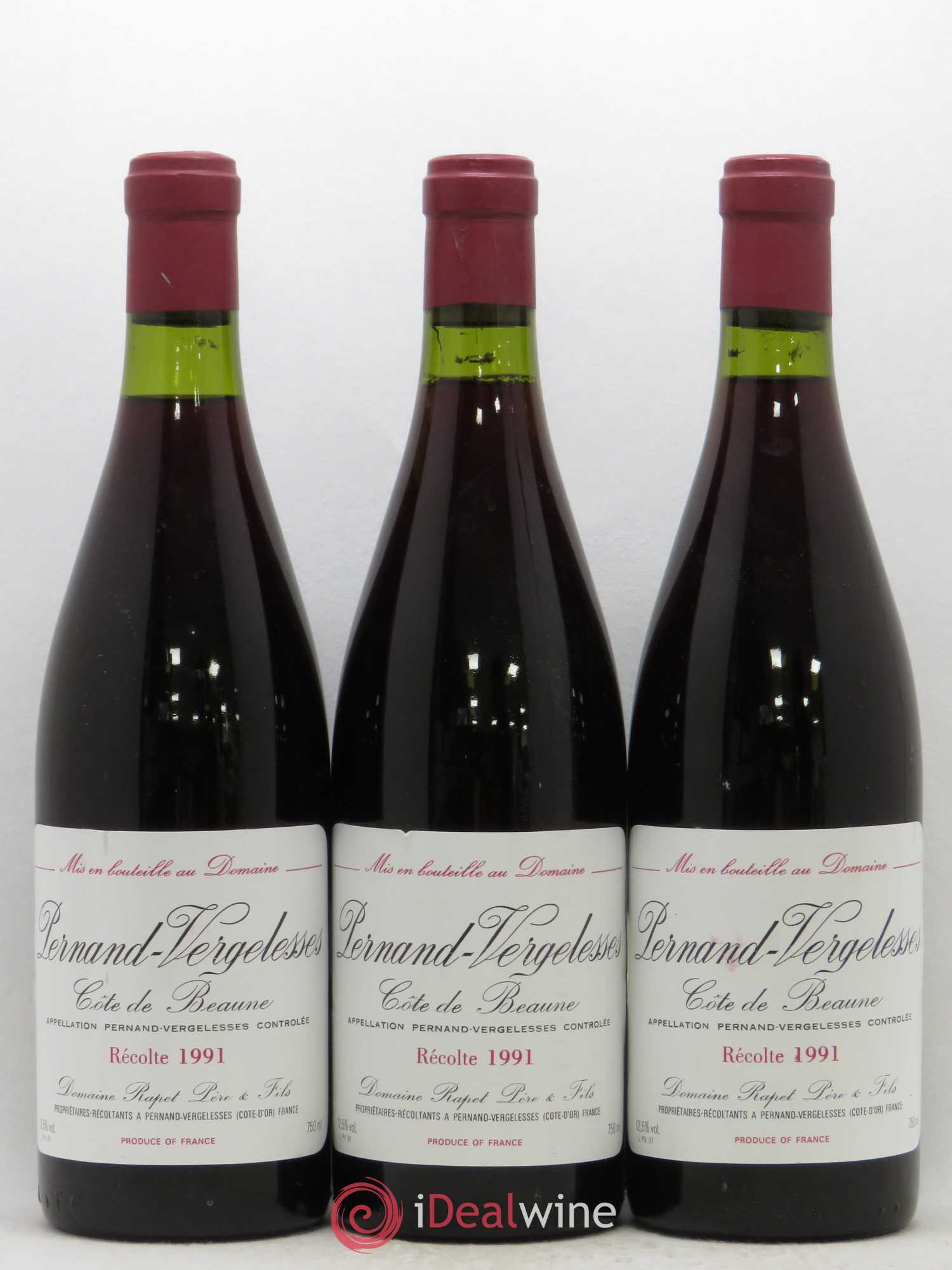 Pernand-Vergelesses Rapet 1991 - Lot de 3 bouteilles - 0