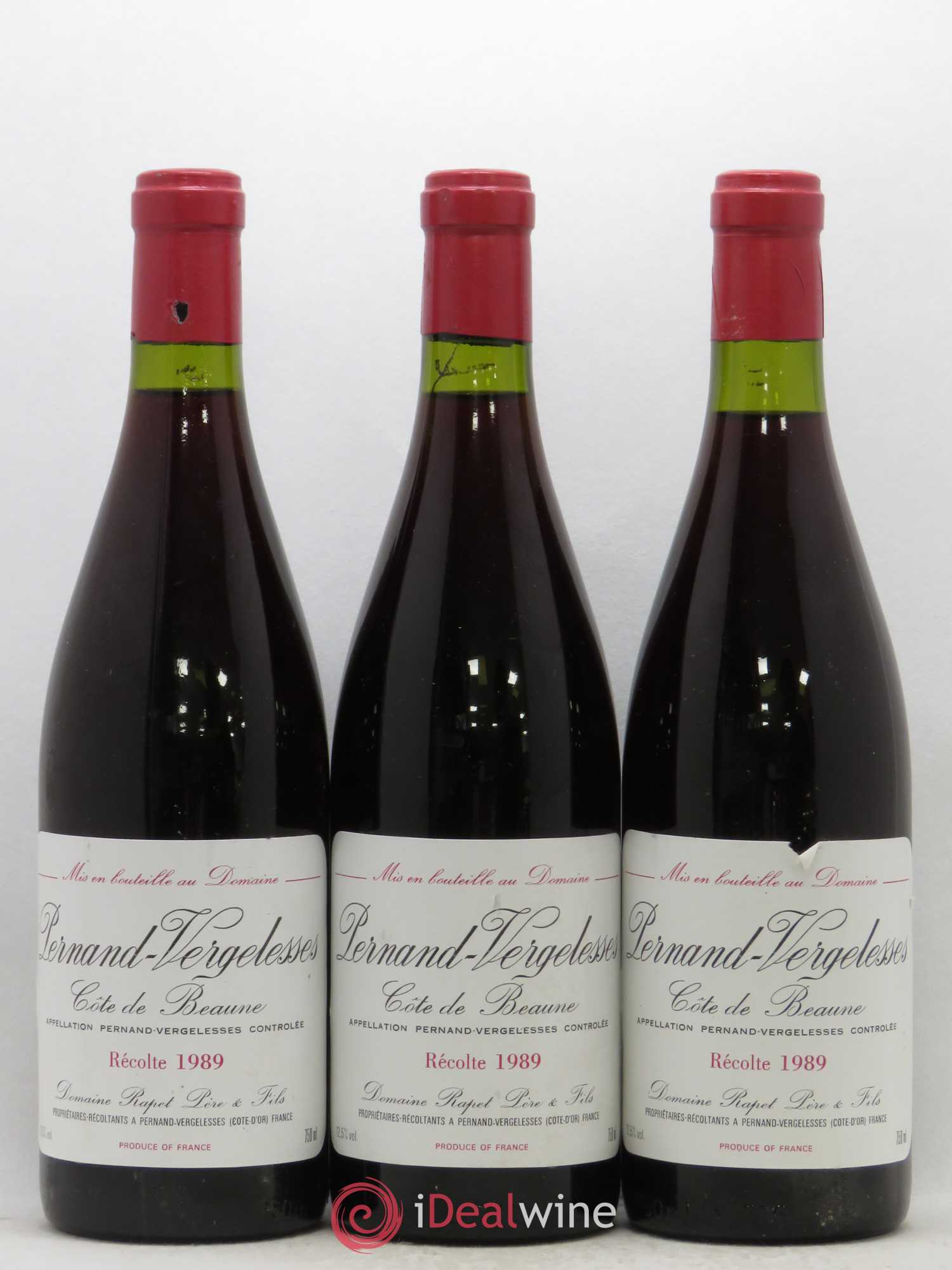Pernand-Vergelesses Rapet 1989 - Lot de 3 bouteilles - 0