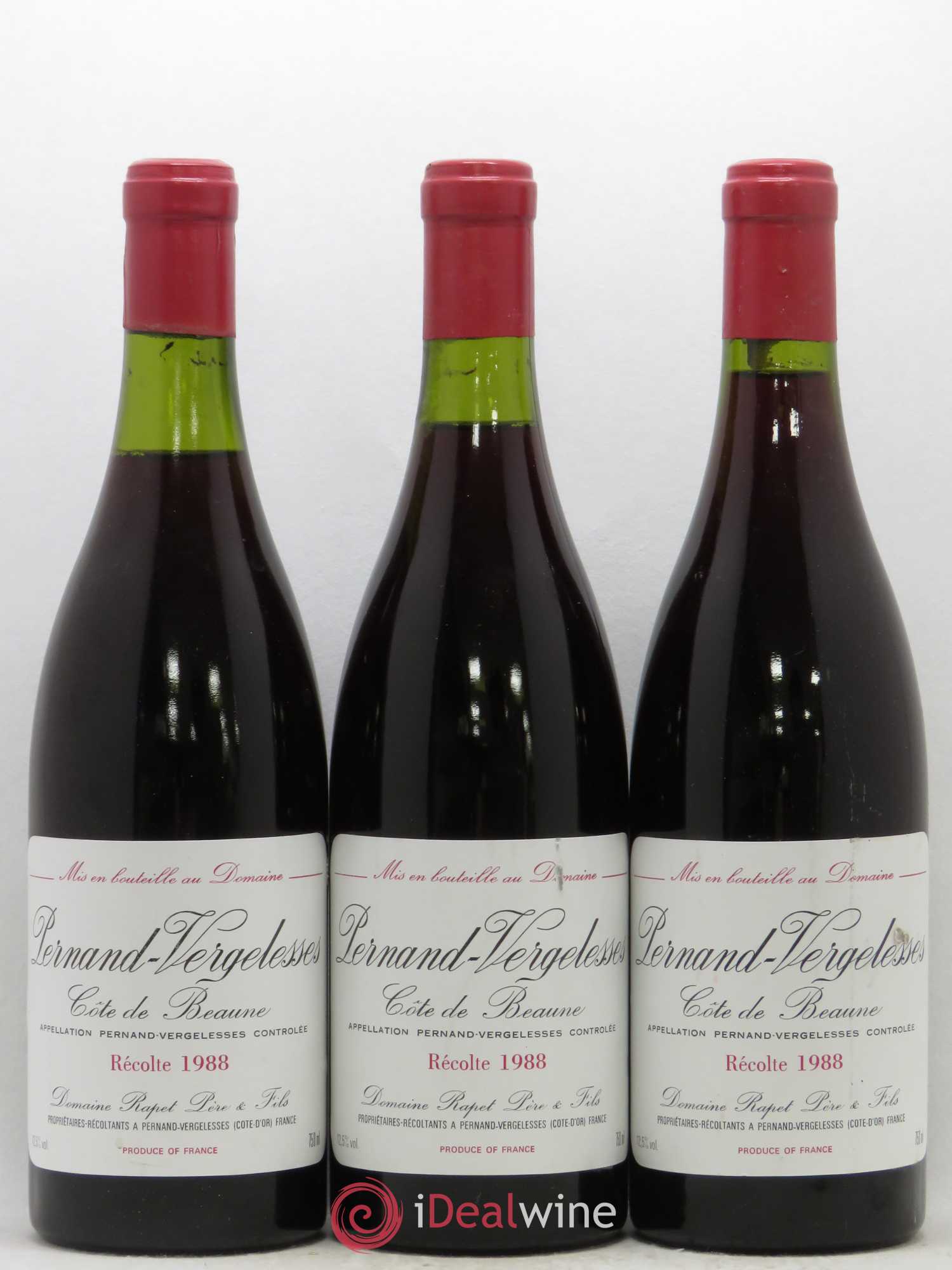 Pernand-Vergelesses Rapet 1988 - Lot de 3 bouteilles - 0