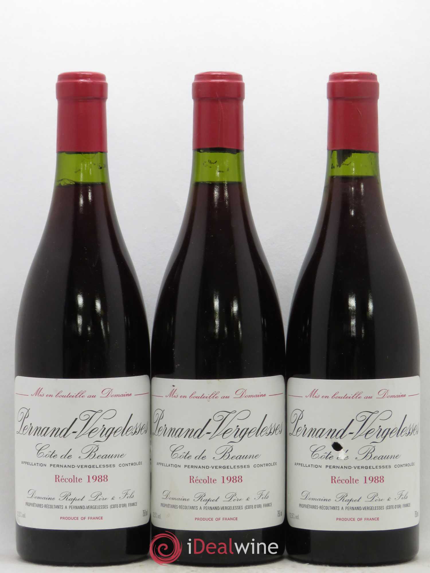 Pernand-Vergelesses Rapet 1988 - Lot de 3 bouteilles - 0