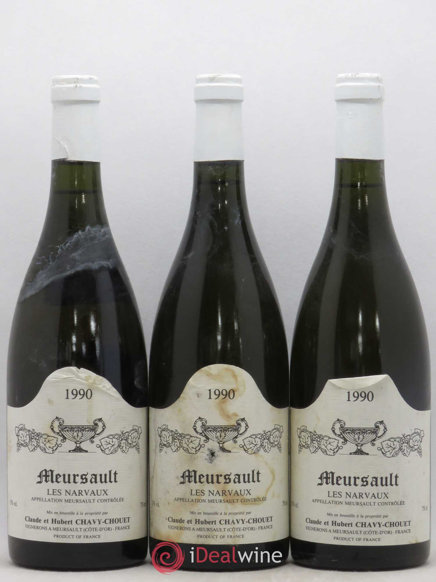 Meursault Les Narvaux Chavy-Chouet 1990 - Lot de 3 bouteilles - 0