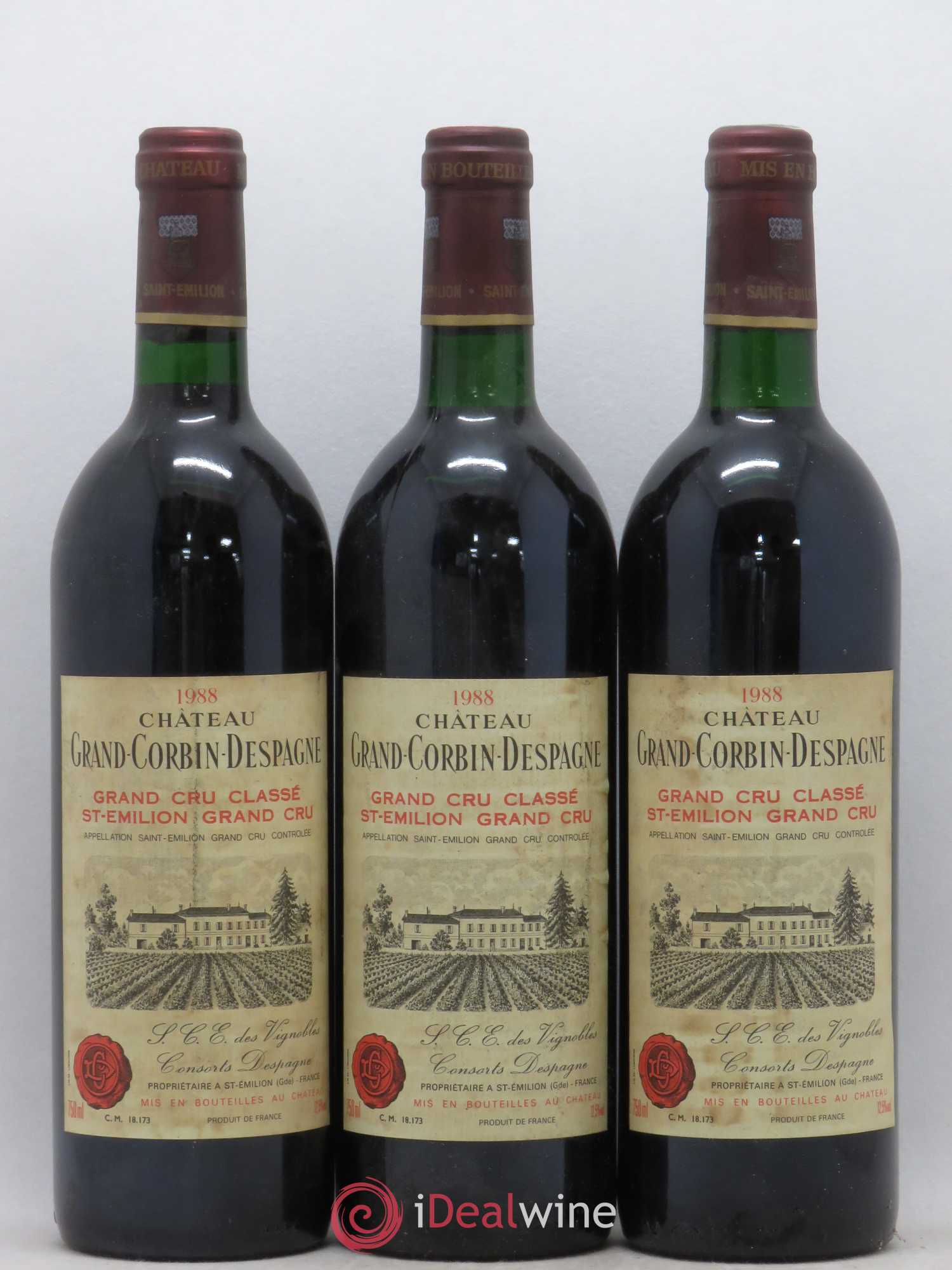 Château Grand Corbin Despagne Grand Cru Classé 1988 - Lot de 6 bouteilles - 1