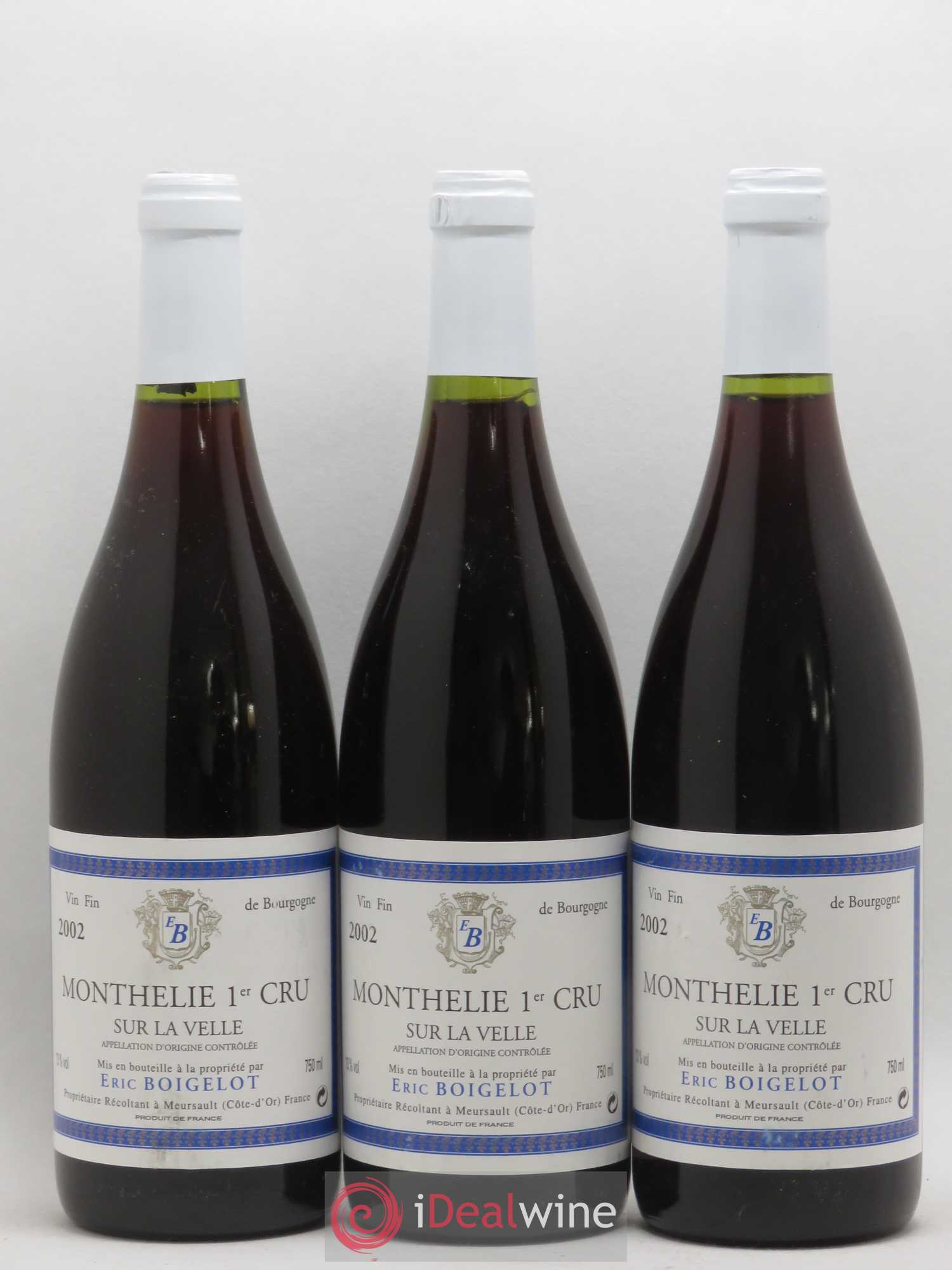 Monthélie 1er Cru Sur La Velle Eric Boigelot 2002 - Posten von 3 Flaschen - 0