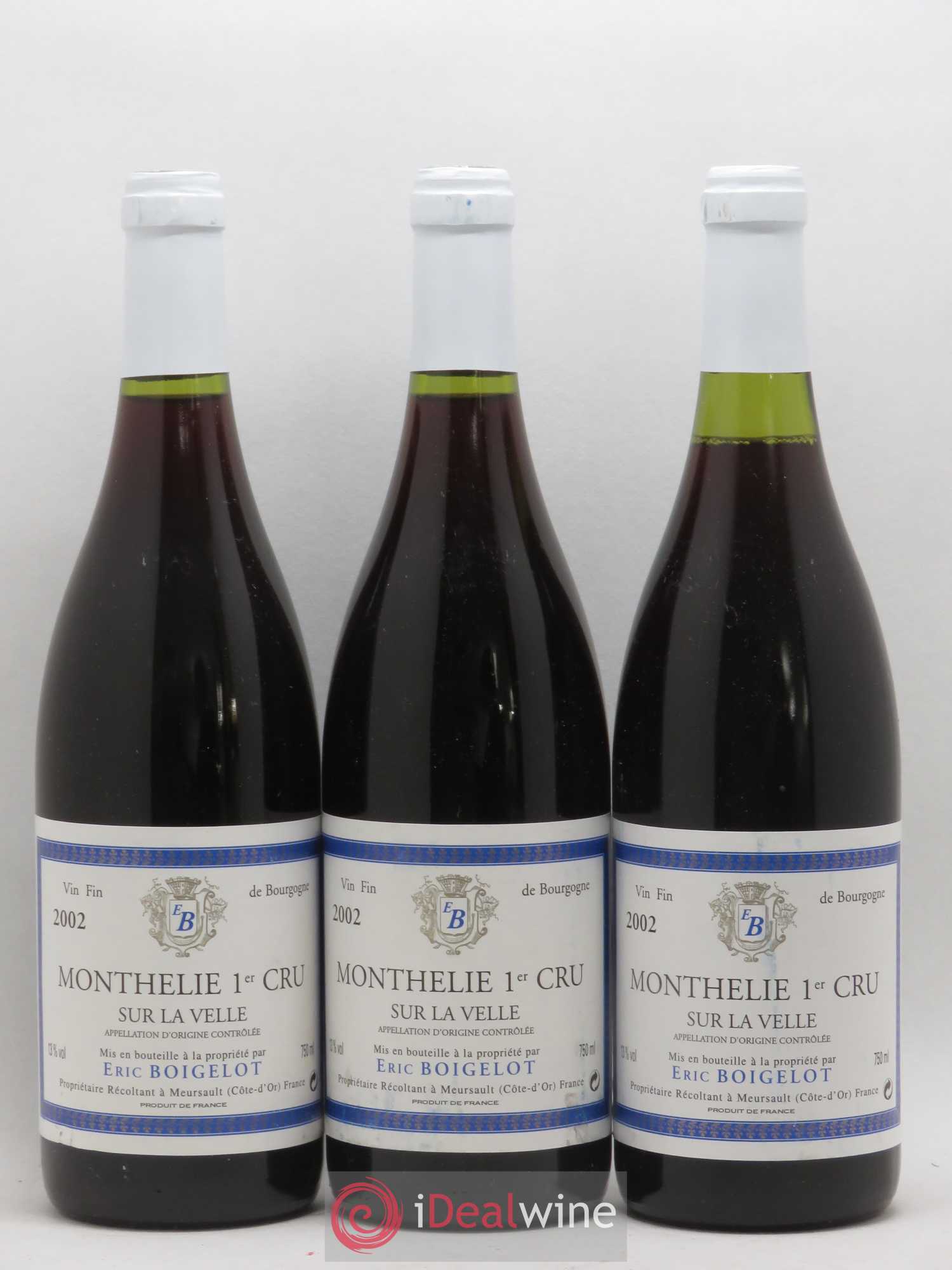 Monthélie 1er Cru Sur La Velle Eric Boigelot 2002 - Posten von 3 Flaschen - 0
