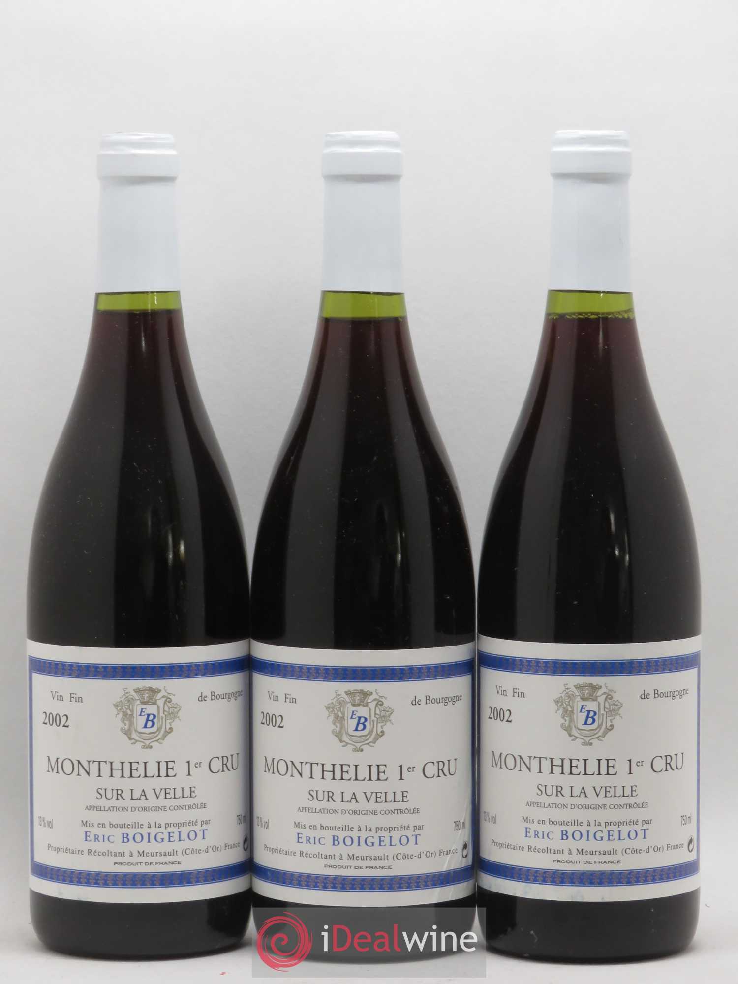 Monthélie 1er Cru Sur La Velle Eric Boigelot 2002 - Lotto di 3 bottiglie - 0