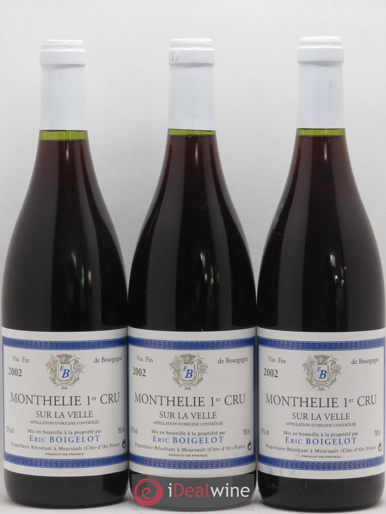 Monthélie 1er Cru Sur La Velle Eric Boigelot 2002 - Posten von 6 Flaschen - 2
