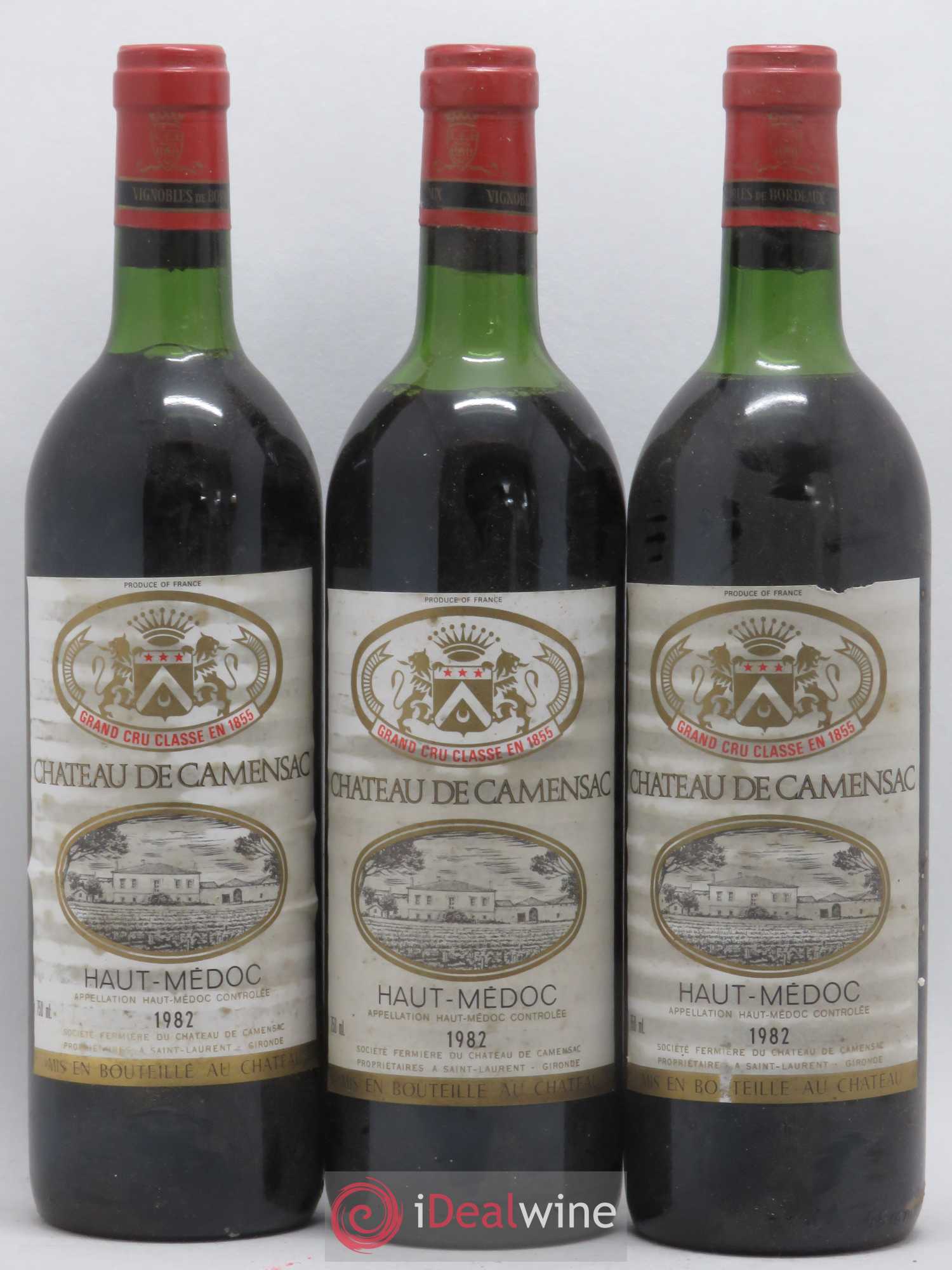 Château Camensac 5ème Grand Cru Classé (sans prix de réserve) 1982 - Lot de 3 bouteilles - 0