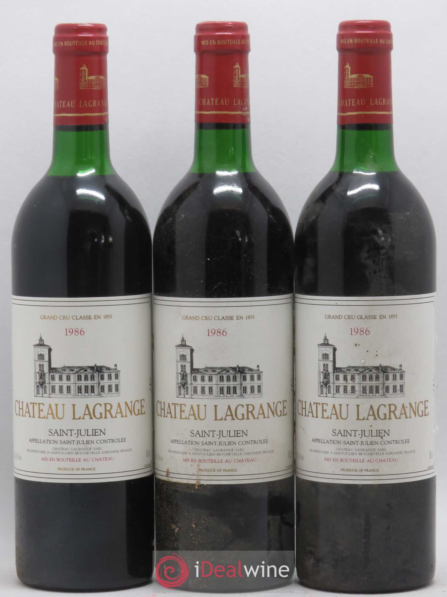 Château Lagrange 3ème Grand Cru Classé 1986 - Lot de 3 bouteilles - 0