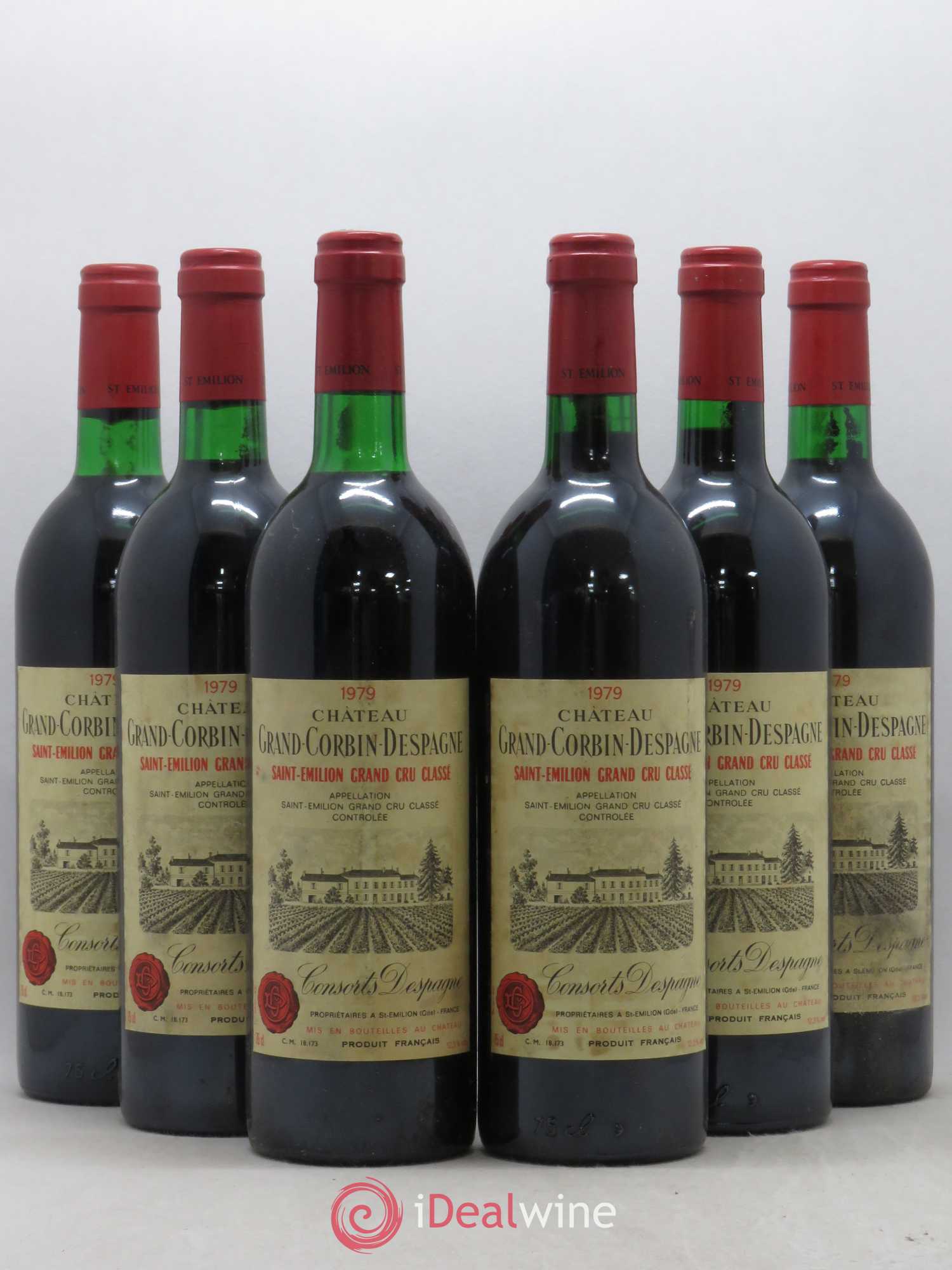 Château Grand Corbin Despagne Grand Cru Classé 1979 - Lot de 6 bouteilles - 0