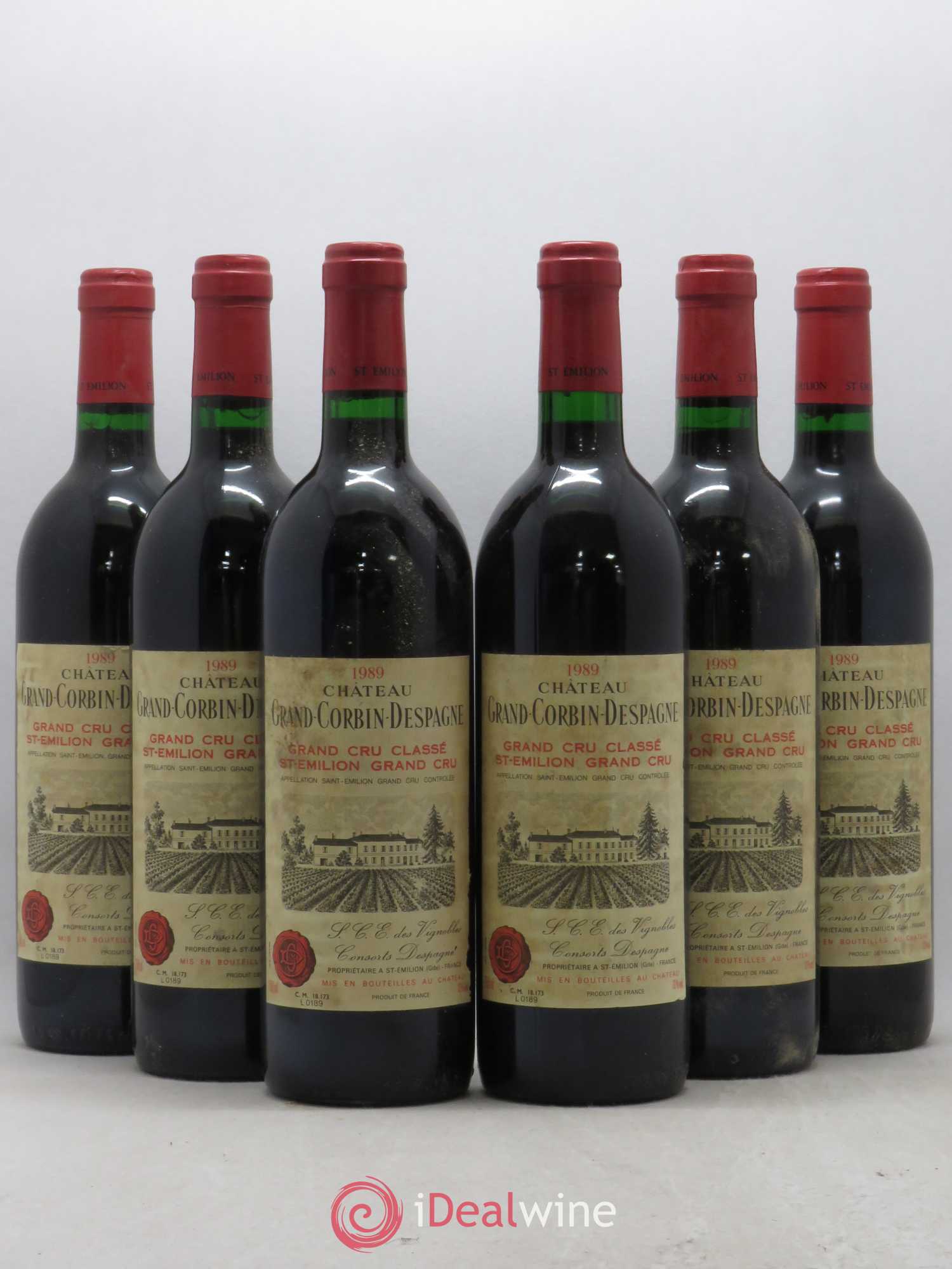 Château Grand Corbin Despagne Grand Cru Classé 1989 - Lot de 6 bouteilles - 0