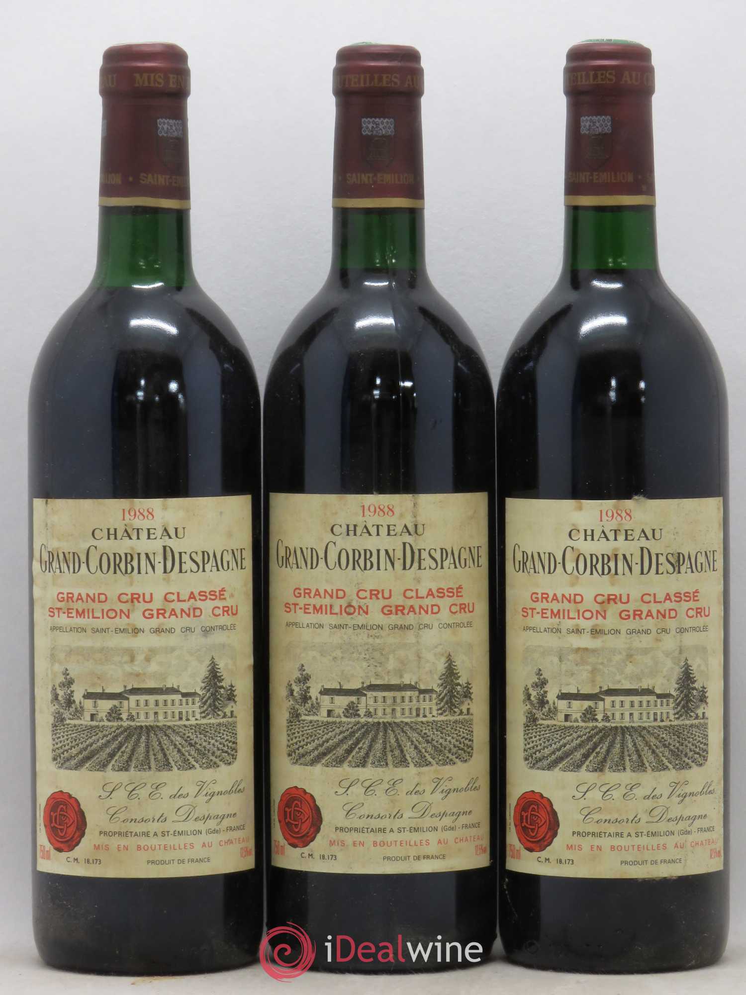 Château Grand Corbin Despagne Grand Cru Classé 1988 - Lot de 6 bouteilles - 1