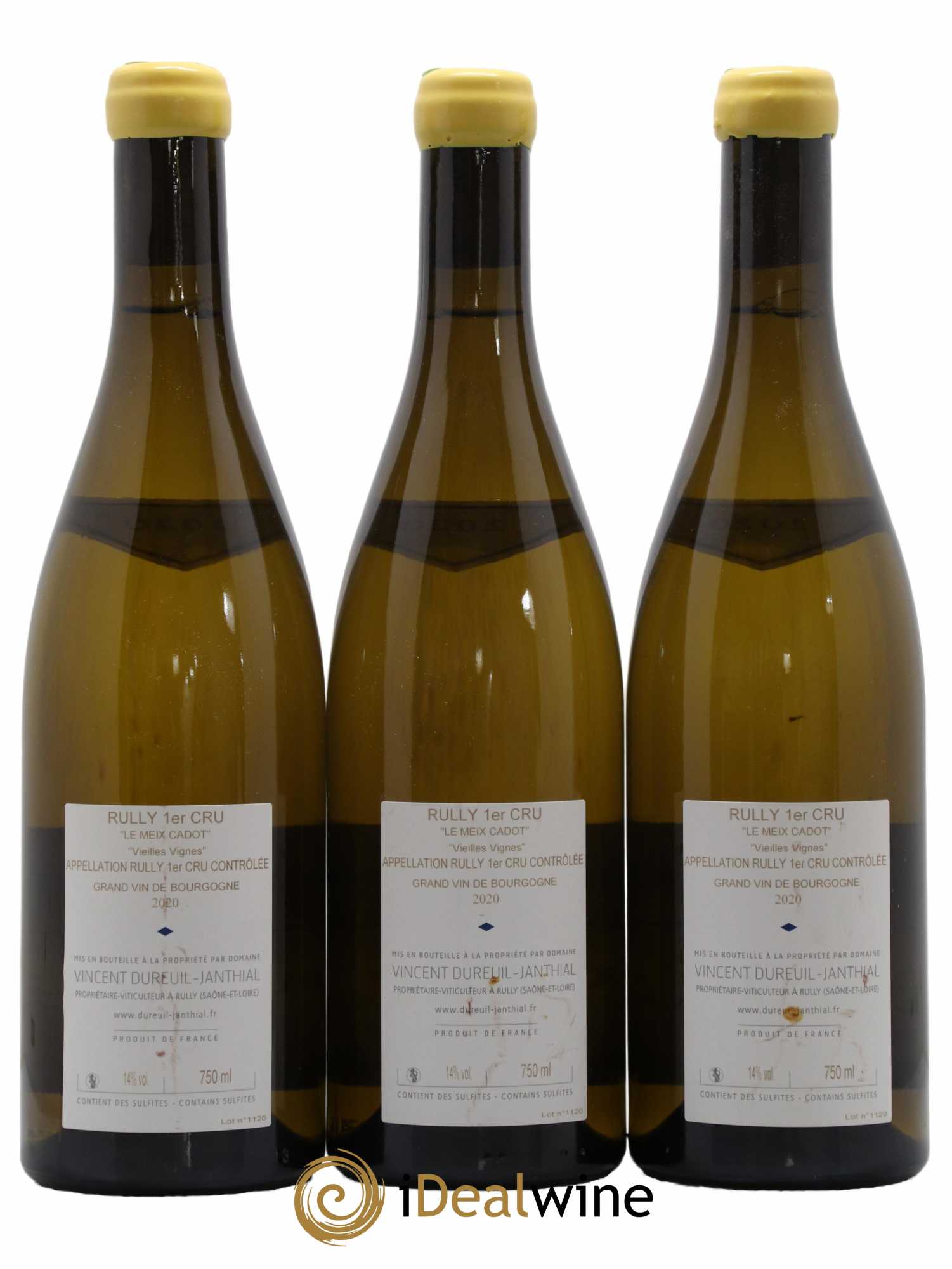 Rully 1er Cru Le Meix Cadot Vieilles Vignes Vincent Dureuil-Janthial 2020 - Lot de 3 bouteilles - 1