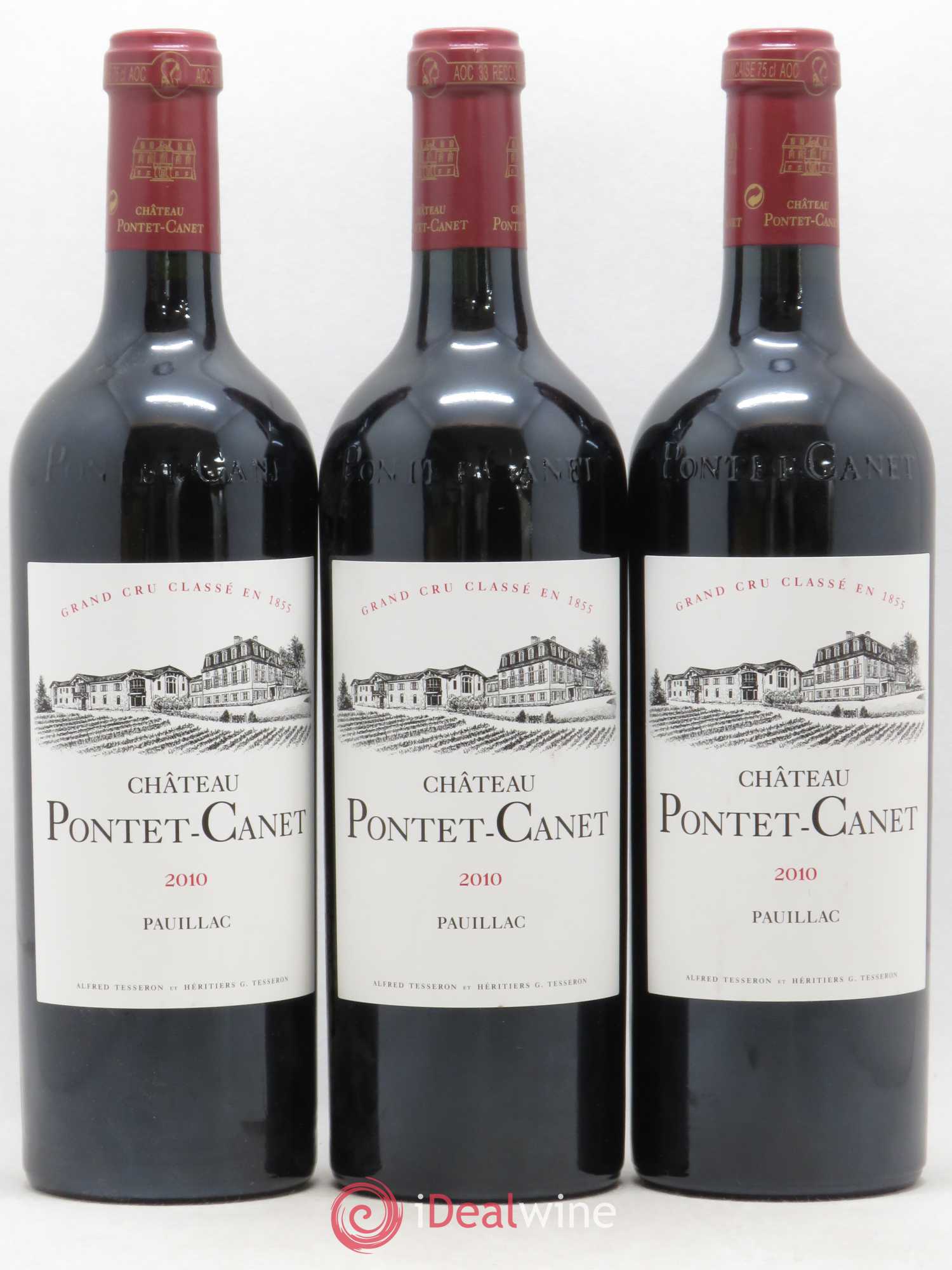 Château Pontet Canet 5ème Grand Cru Classé 2010 - Lot de 3 bouteilles - 0