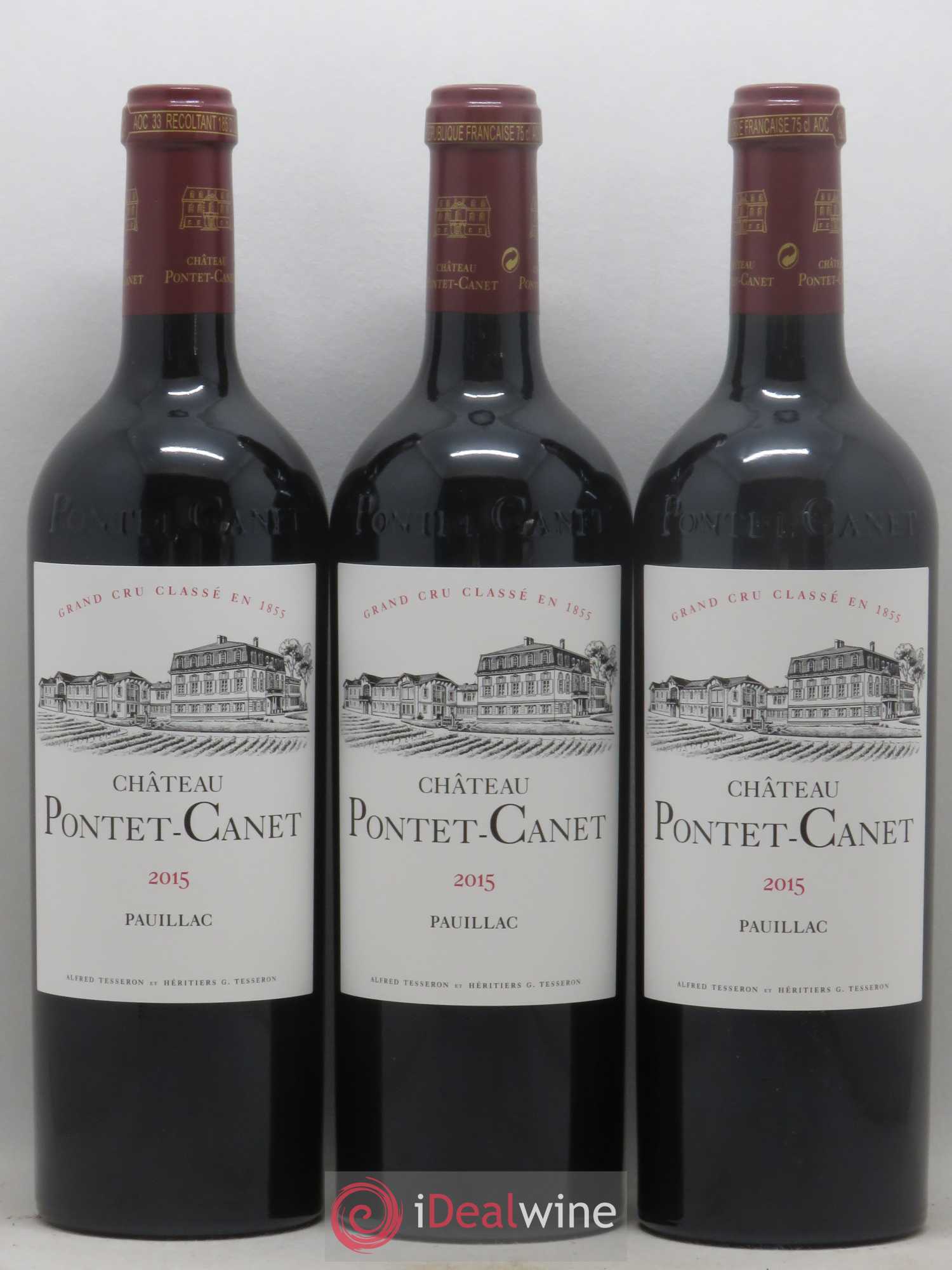 Château Pontet Canet 5ème Grand Cru Classé 2015 - Lot de 3 bouteilles - 0