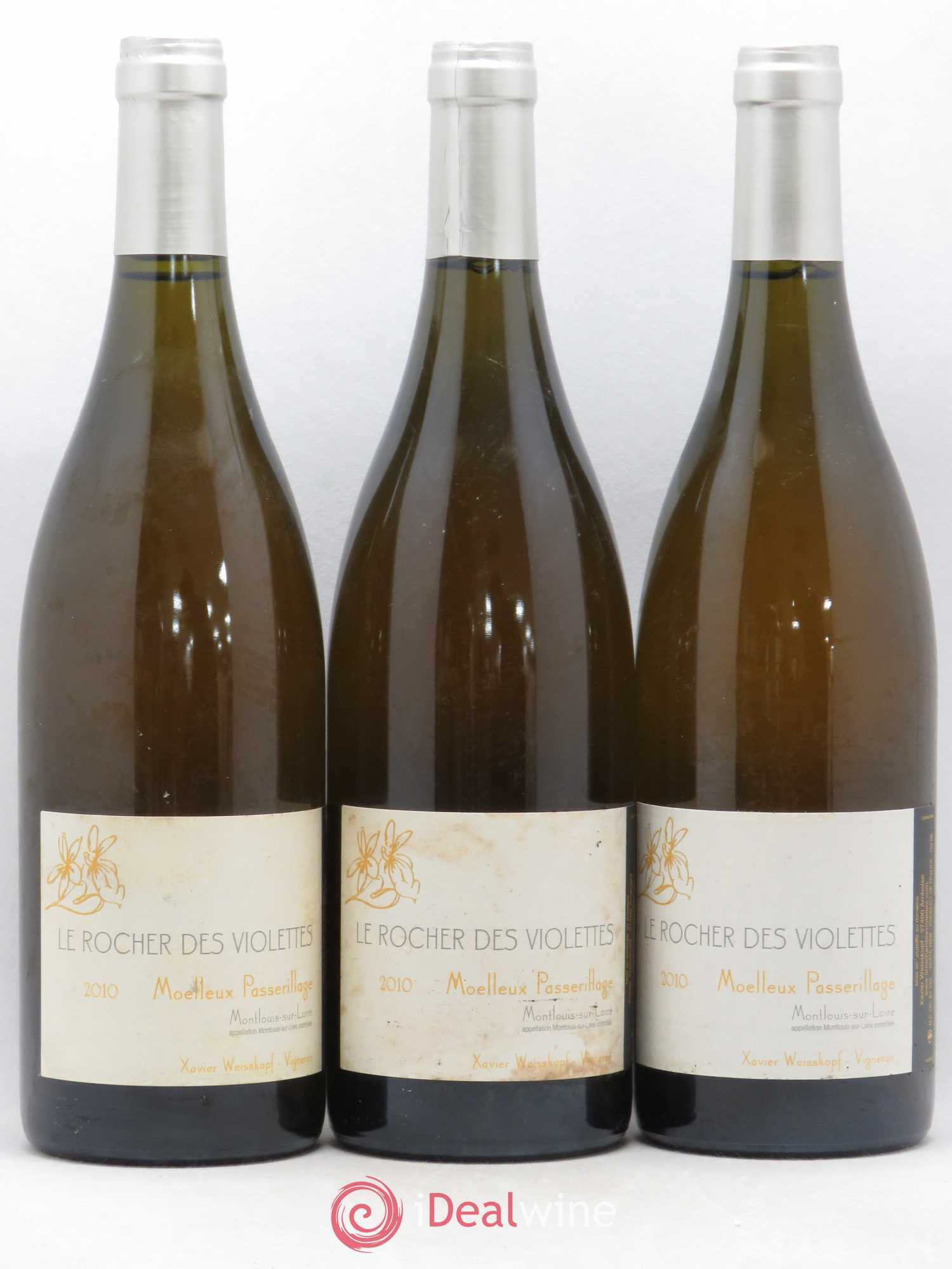 Montlouis-sur-Loire Montlouis-sur-Loire Passerillage Le Rocher des Violettes 2010 - Lotto di 3 bottiglie - 0