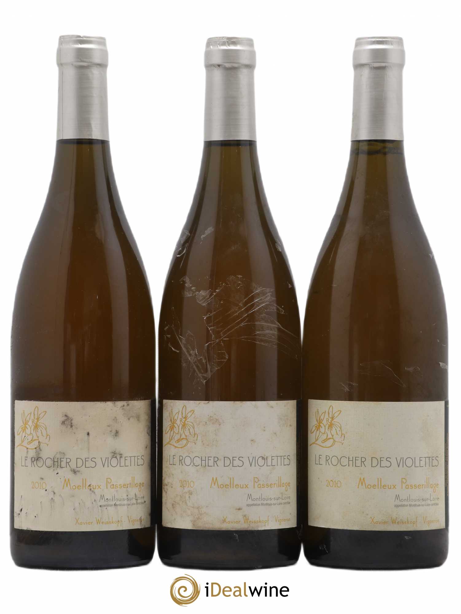 Montlouis-sur-Loire Moelleux Passerillage Rocher des Violettes (Domaine du) 2010 - Lotto di 3 bottiglie - 0