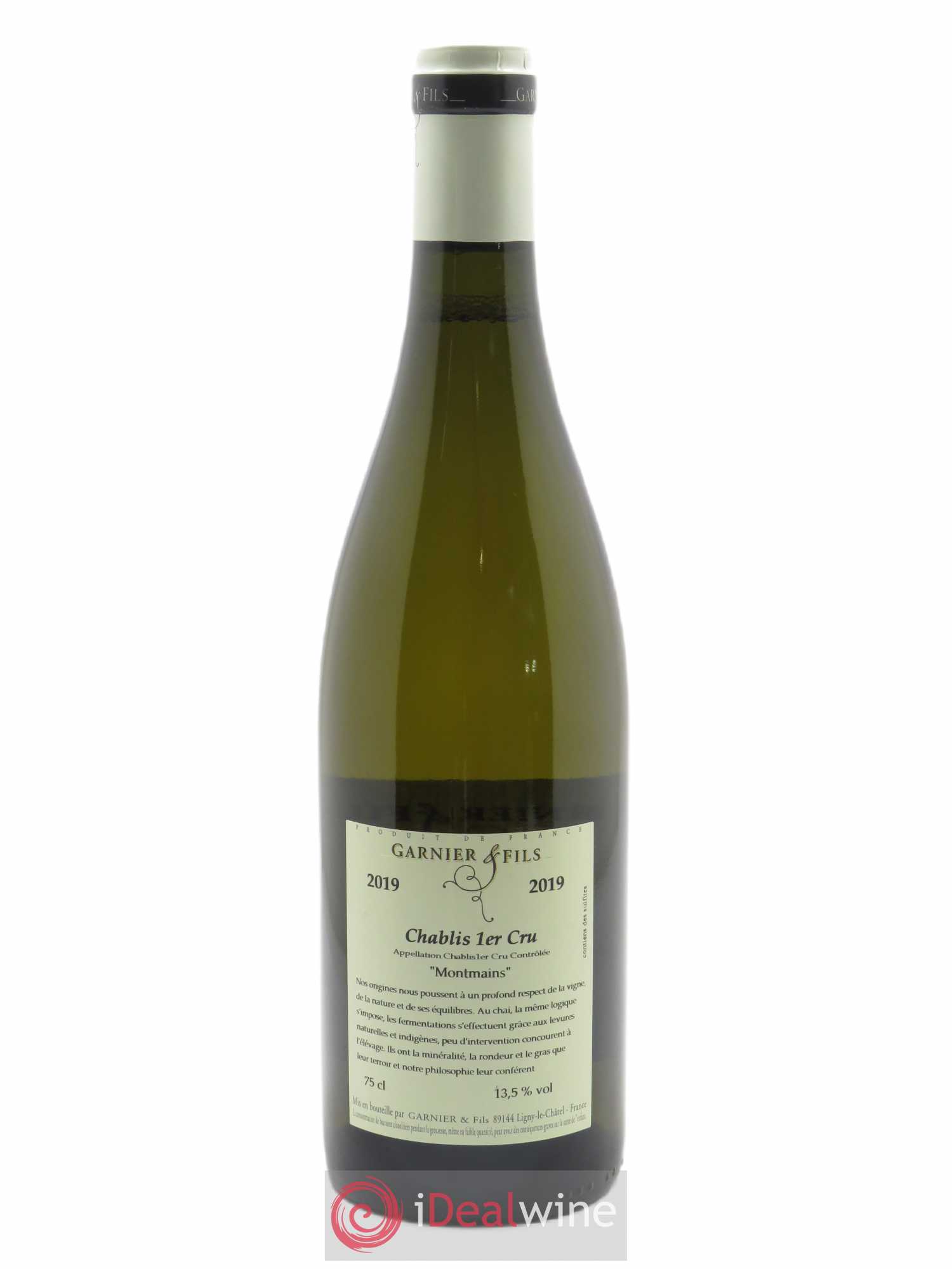 Chablis 1er Cru Montmains Garnier & Fils 2019 - Lot de 1 bouteille - 1