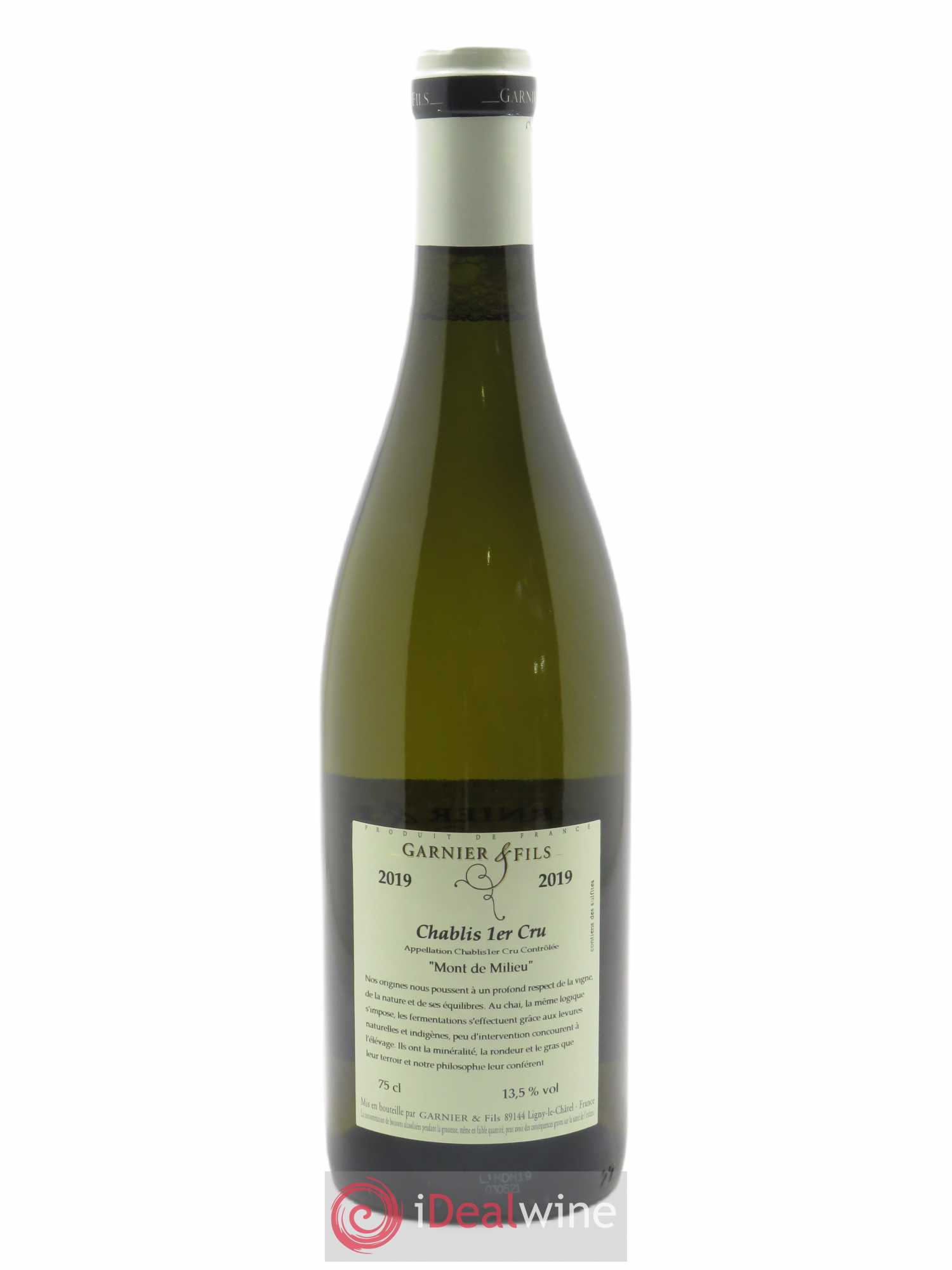 Chablis 1er Cru Mont de Milieu Garnier & Fils 2019 - Lot de 1 bouteille - 1