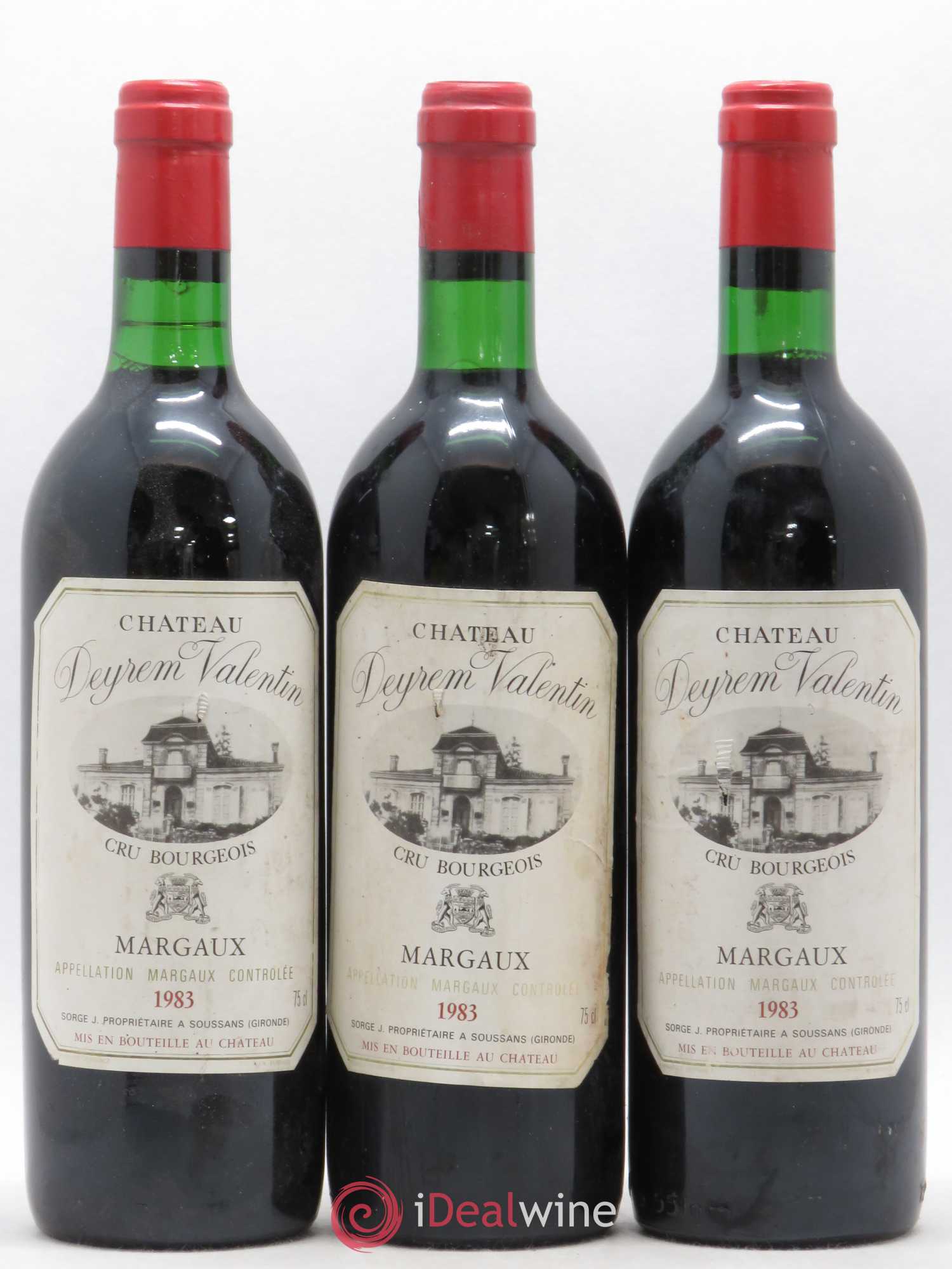 Château Deyrem Valentin Cru Bourgeois 1983 - Lot de 3 bouteilles - 0