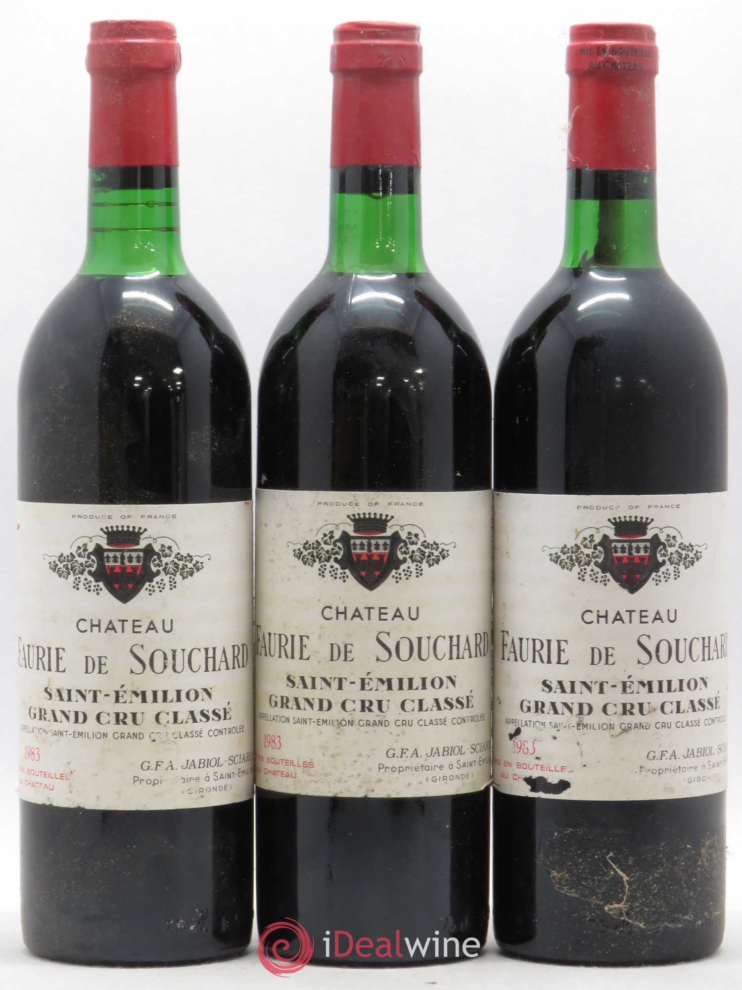 Château Faurie de Souchard Grand Cru Classé 1983 - Lot de 3 bouteilles - 0