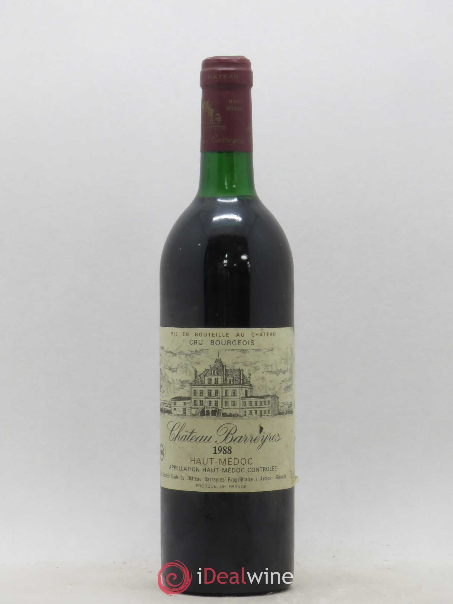 Château Barreyres Cru Bourgeois 1988 - Lot de 1 bouteille - 0