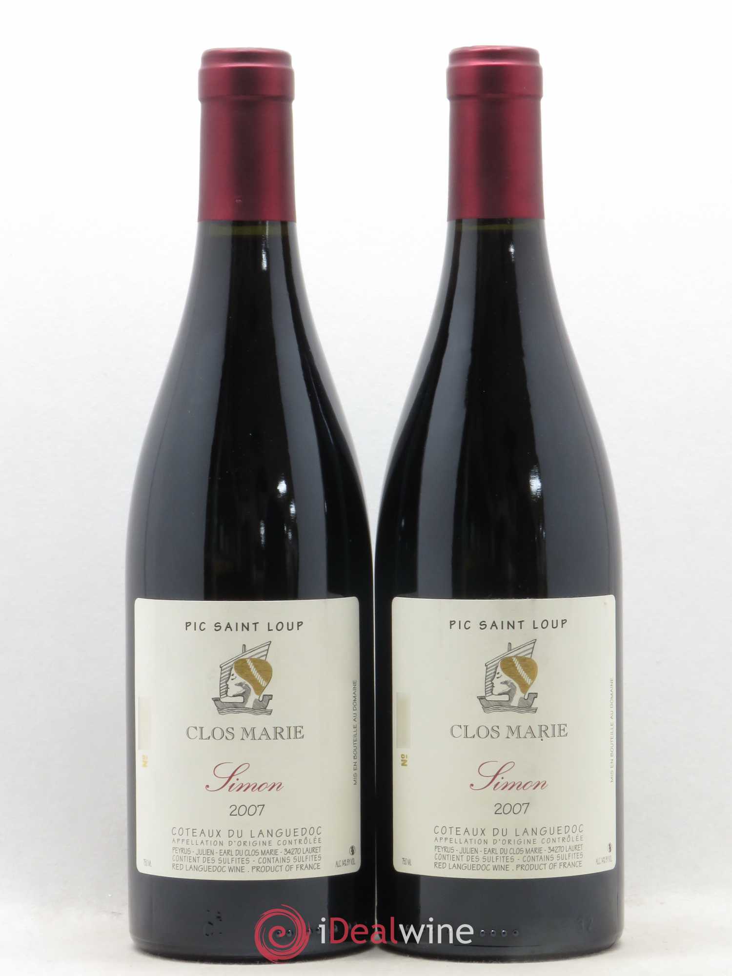 Pic Saint-Loup Clos Marie Cuvée Simon Christophe Peyrus et Françoise Julien 2007 - Lot de 2 bouteilles - 0