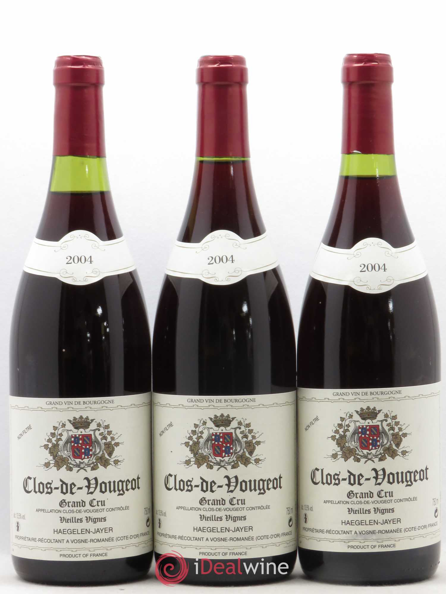 Clos de Vougeot Grand Cru Vieilles Vignes Haegelen-Jayer 2004 - Posten von 3 Flaschen - 0