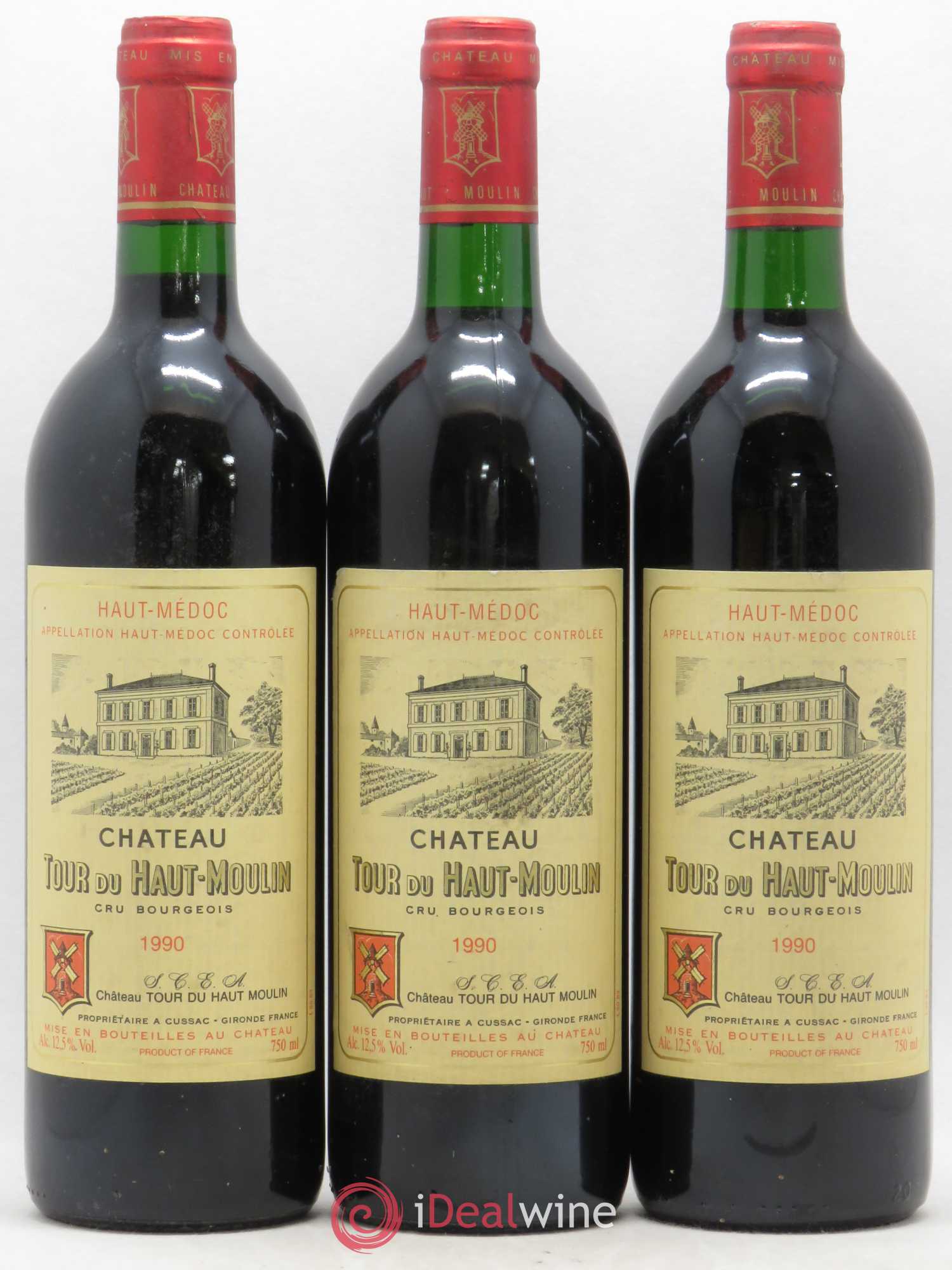 Château Tour du Haut Moulin Cru Bourgeois 1990 - Lot de 3 bouteilles - 0