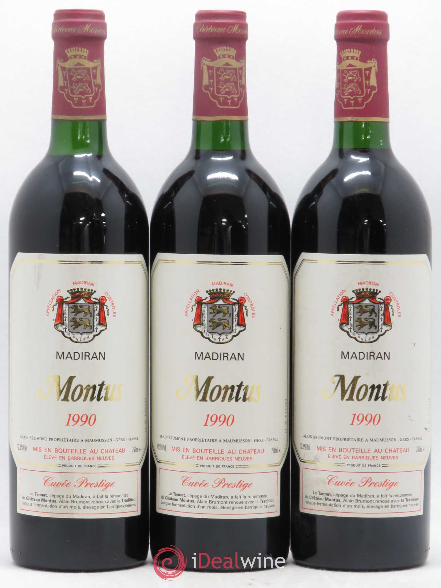 Madiran Château Montus-Prestige Alain Brumont 1990 - Lot de 3 bouteilles - 0