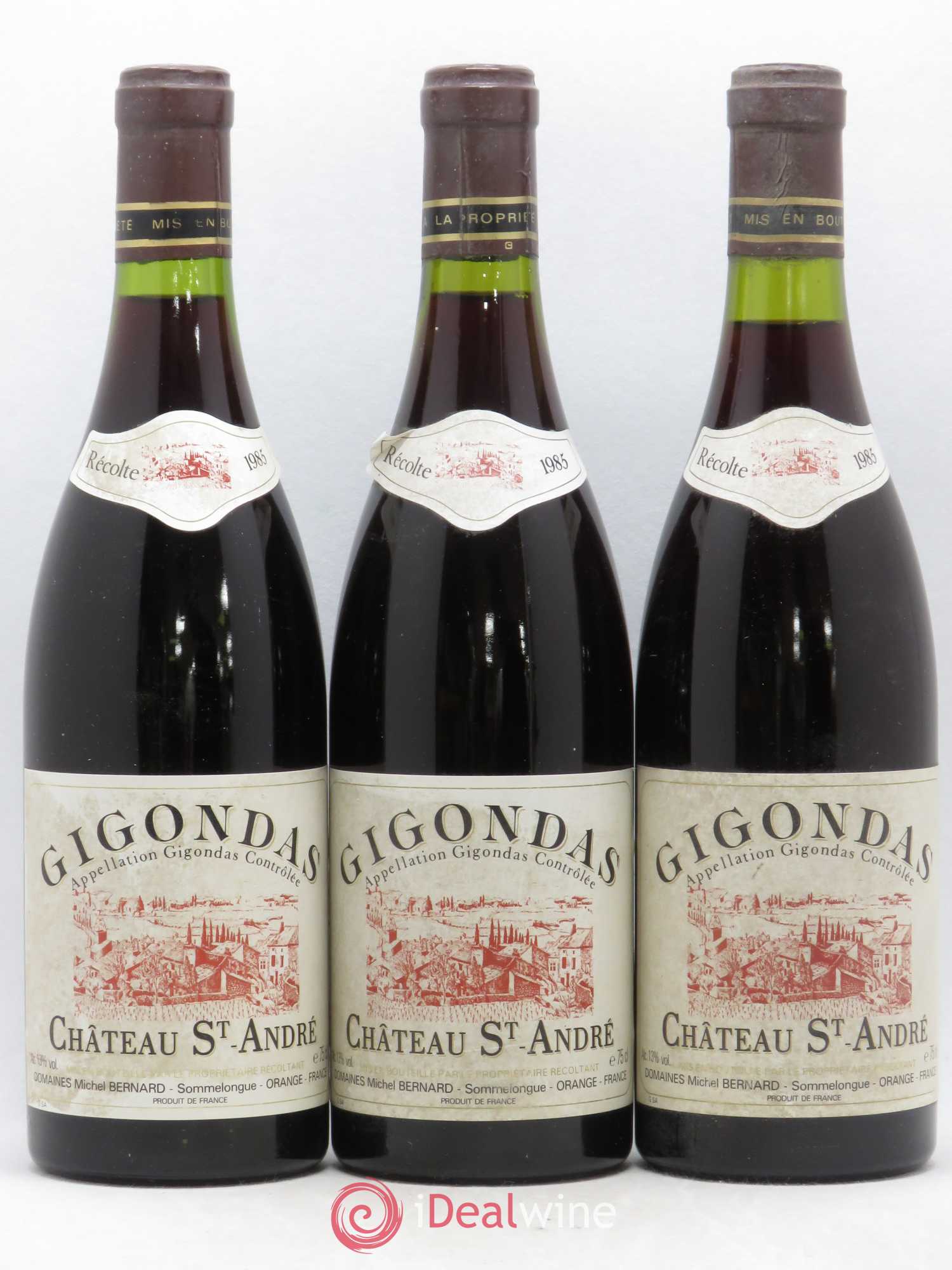 Gigondas Domaine Michel Bernard Château St-André 1985 - Lot de 3 bouteilles - 0