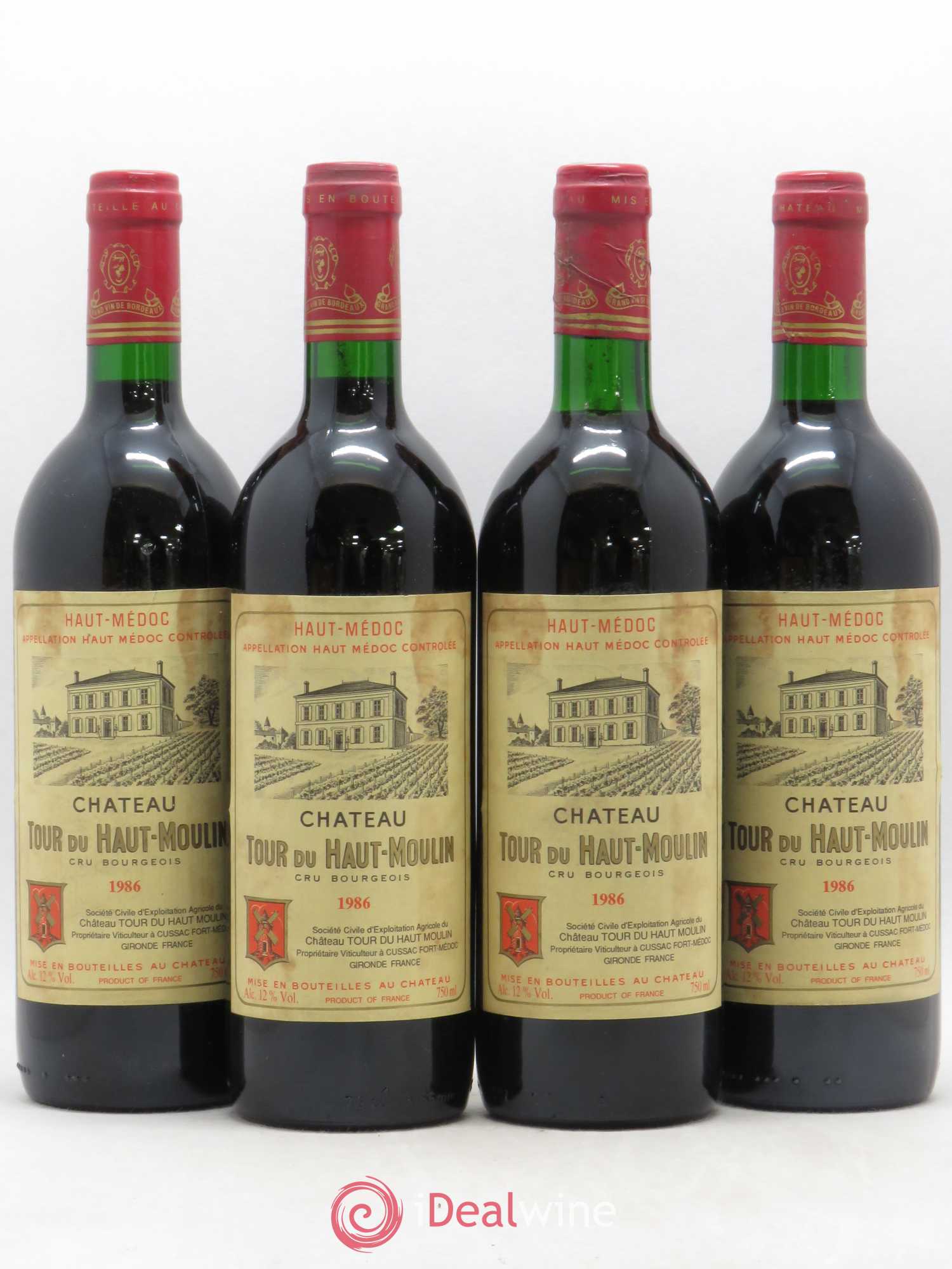 Château Tour du Haut Moulin Cru Bourgeois 1986 - Lot de 4 bouteilles - 0
