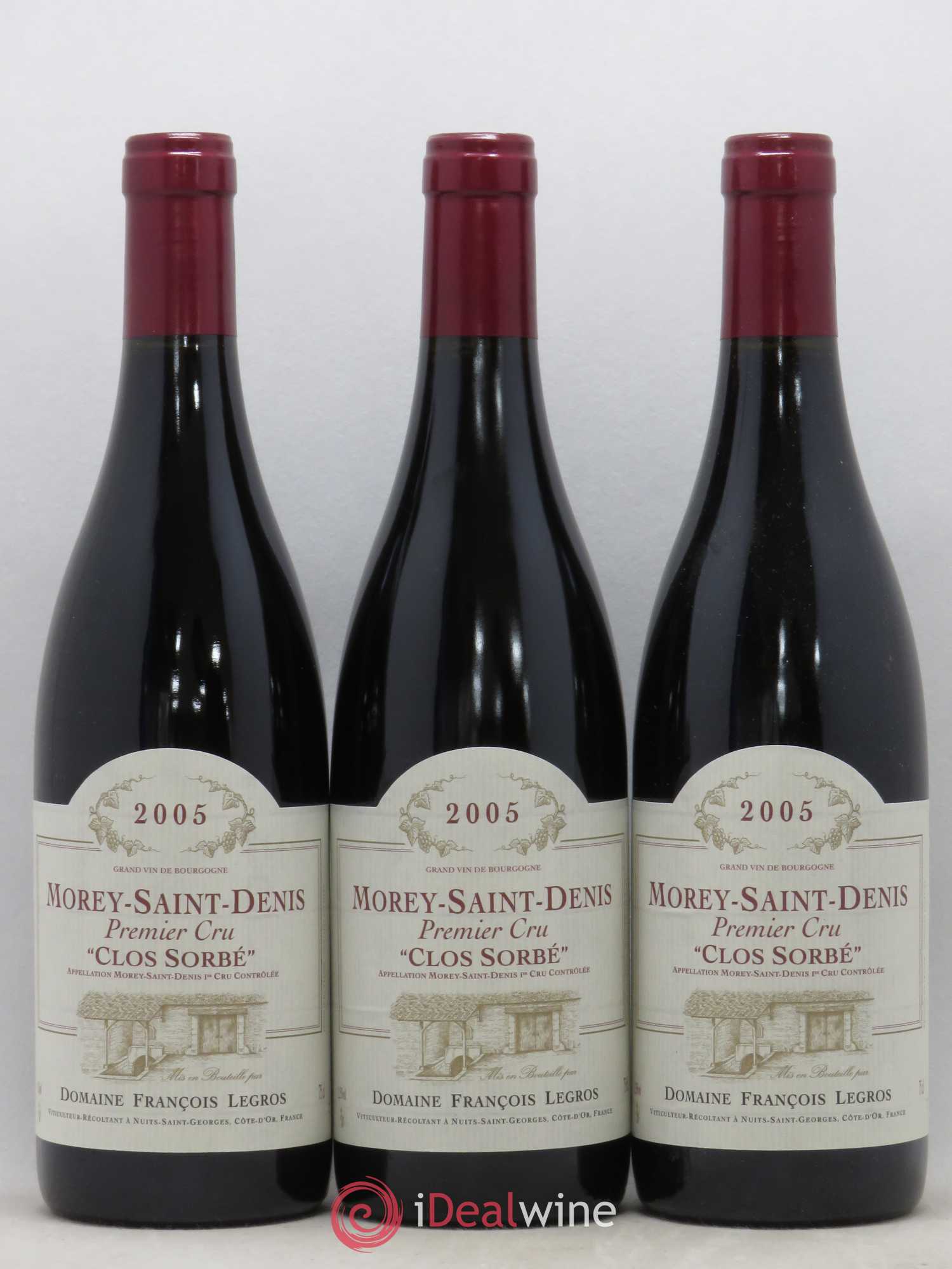 Morey-Saint-Denis 1er Cru Clos Sorbé Francois Legros 2005 - Lot de 3 bouteilles - 0