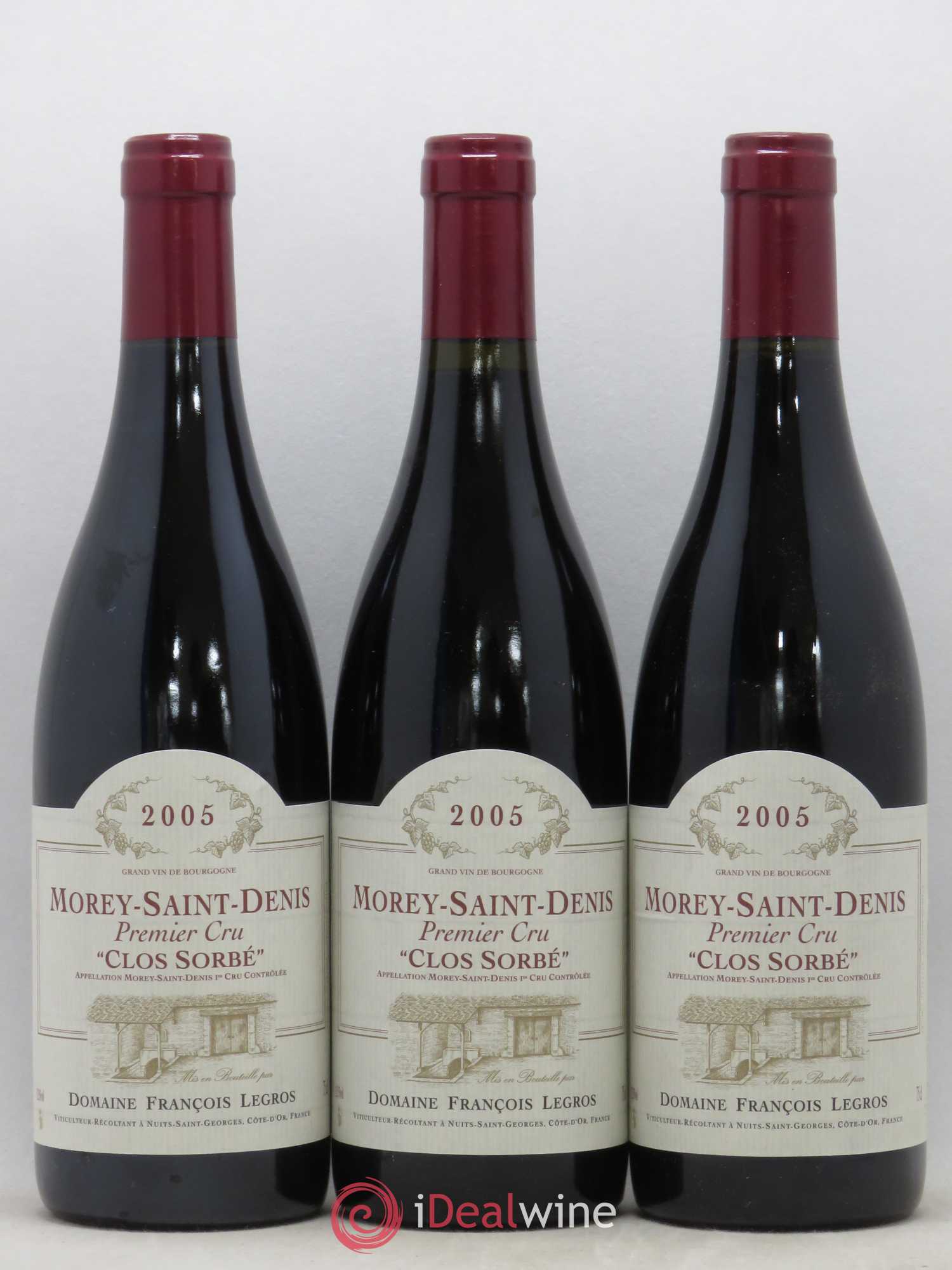 Morey-Saint-Denis 1er Cru Clos Sorbé Francois Legros 2005 - Lot de 3 bouteilles - 0
